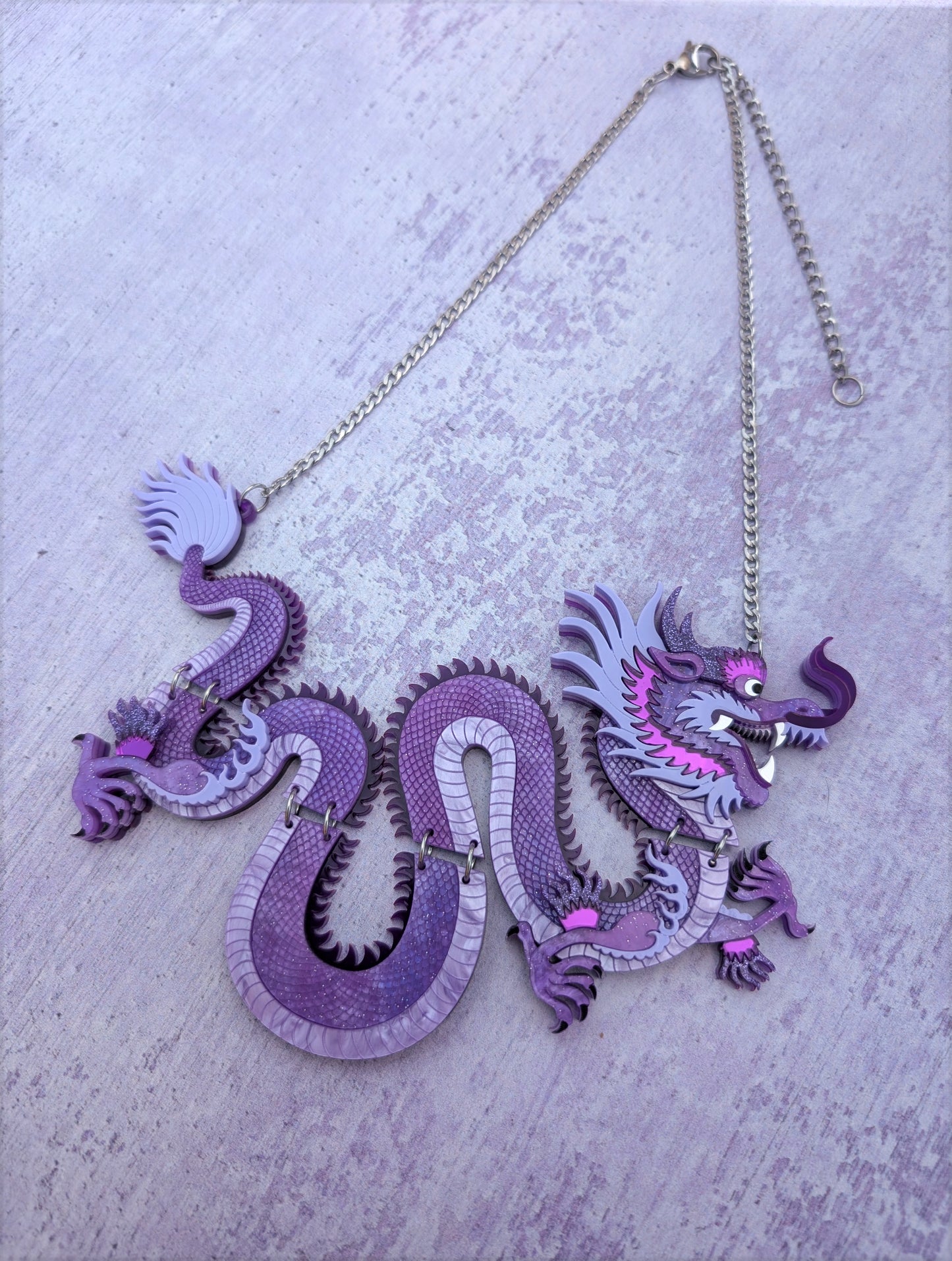 PRE ORDER Statement Chinese Dragon Necklace Without Clouds PURPLE