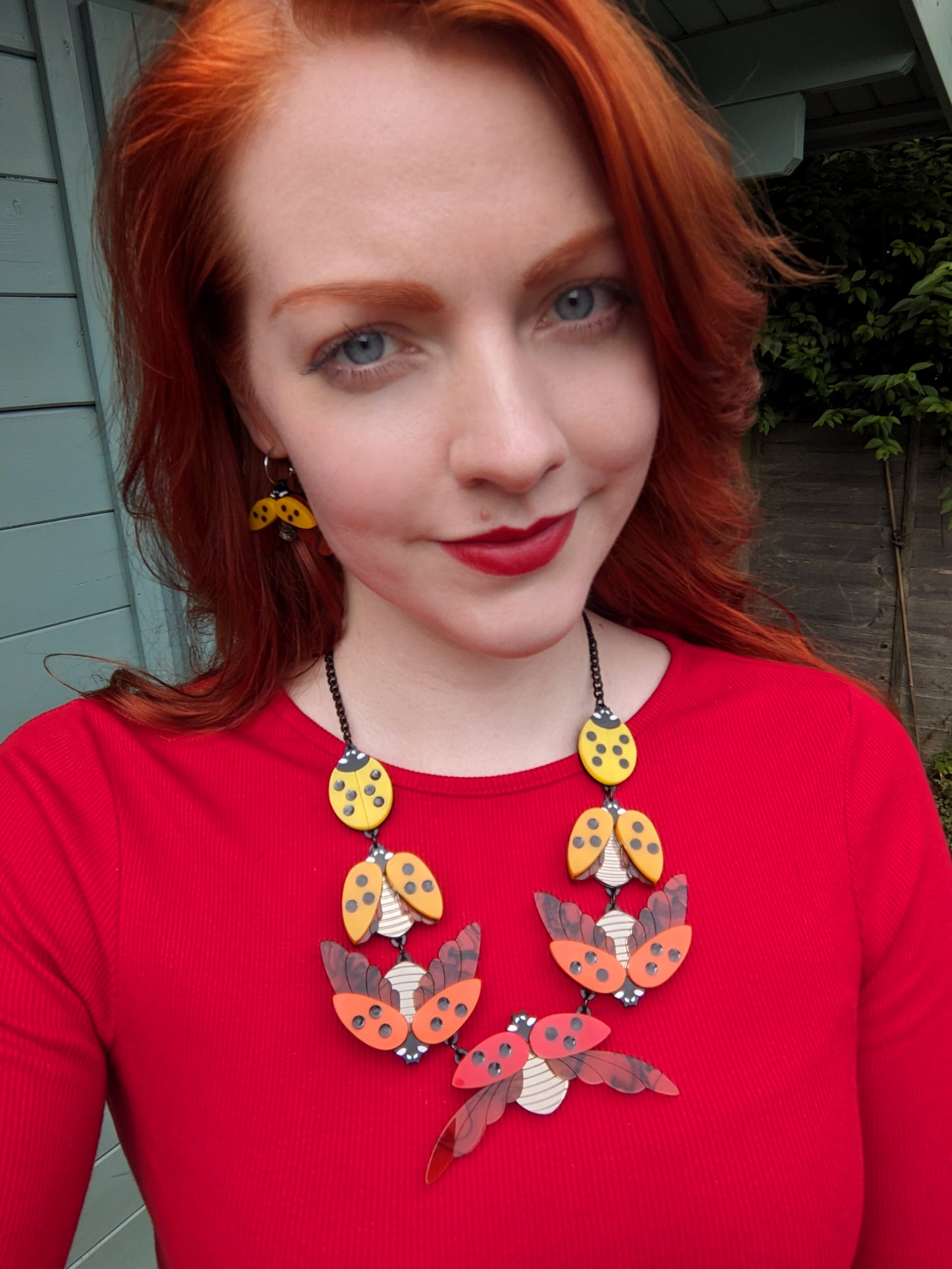 PRE ORDER Ladybird Earrings plain yellow, red or orange from the multicoloured statement necklace