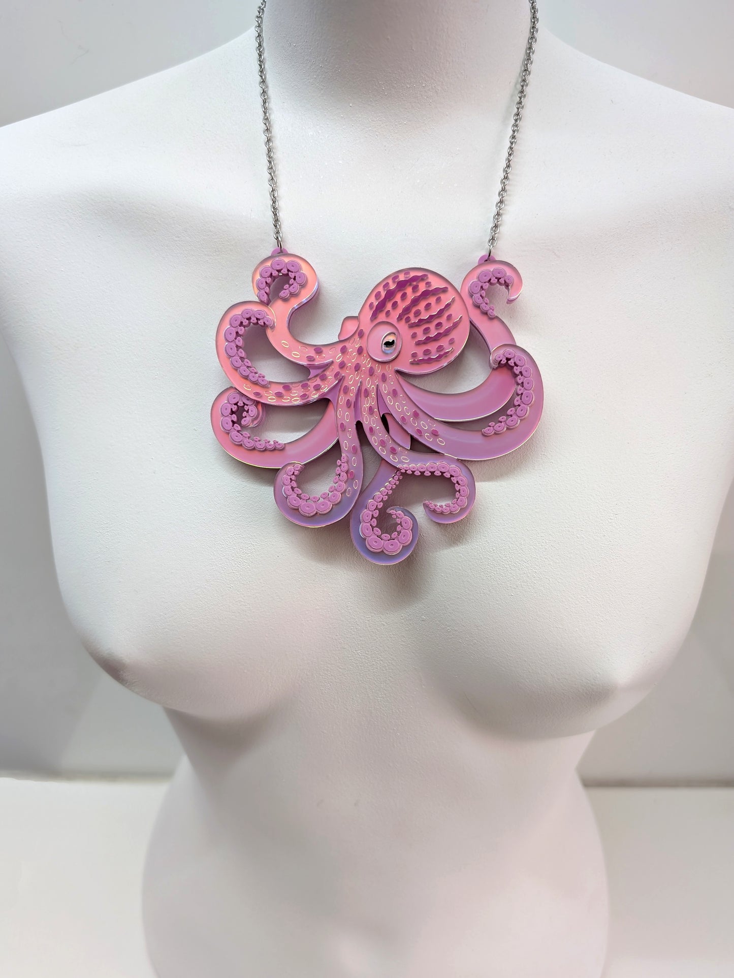 PRE ORDER Octopus (side on) Necklace, 2 Sizes Iridescent LILAC