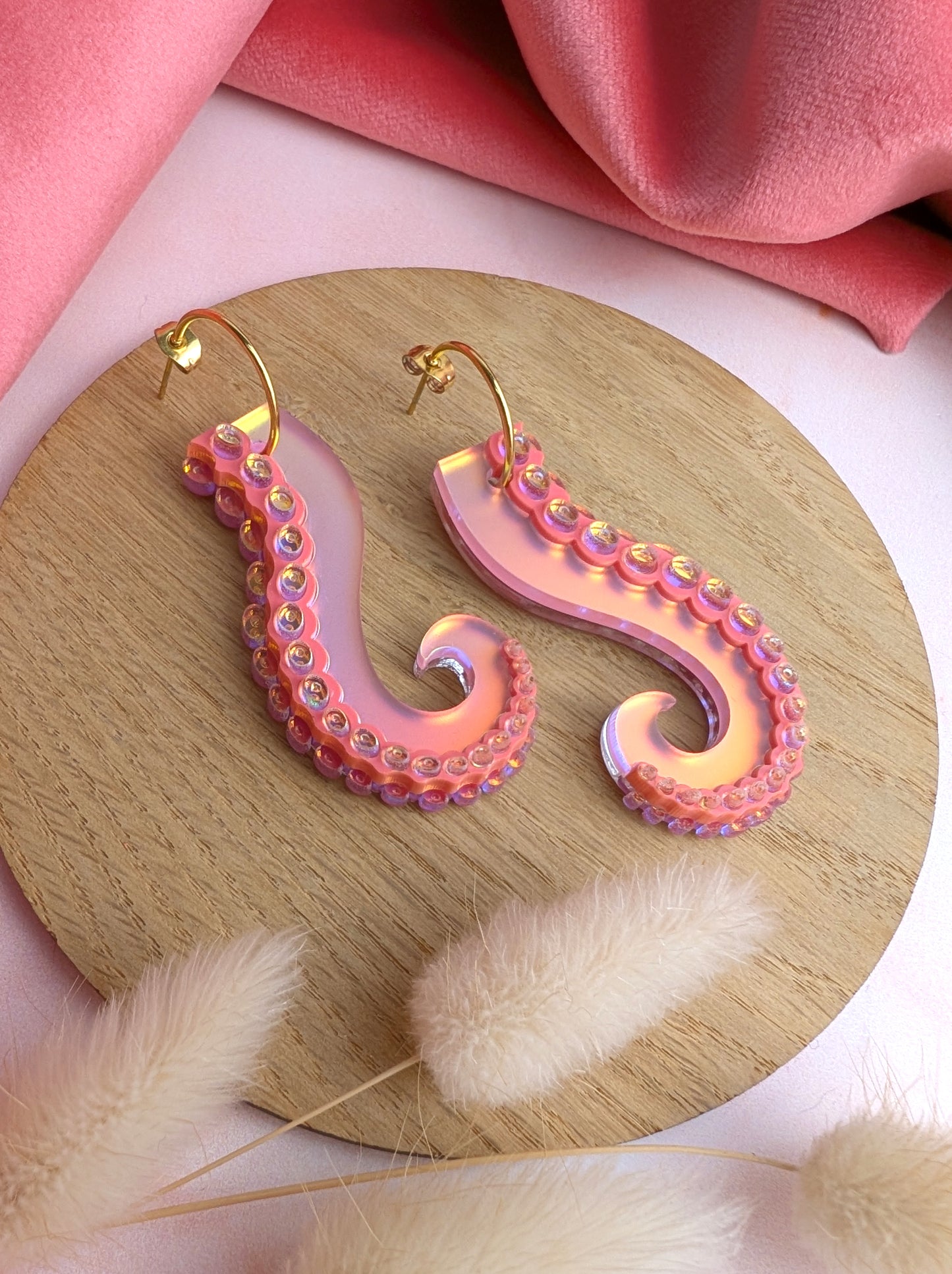 PRE ORDER Long Tentacle Earrings CORAL