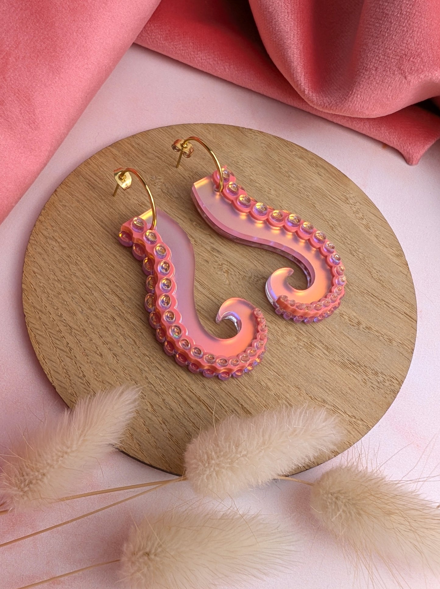 PRE ORDER Long Tentacle Earrings CORAL