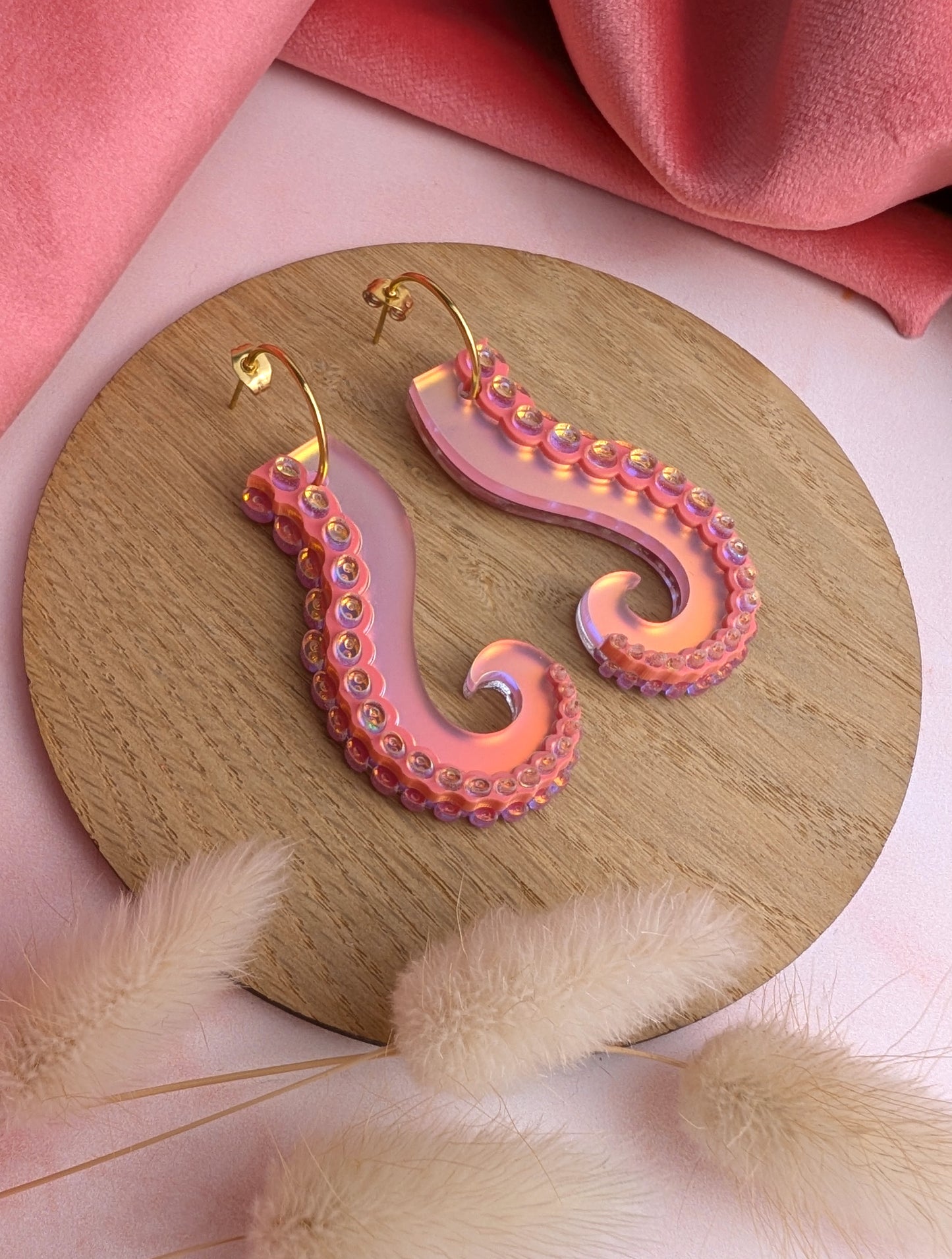 PRE ORDER Long Tentacle Earrings CORAL