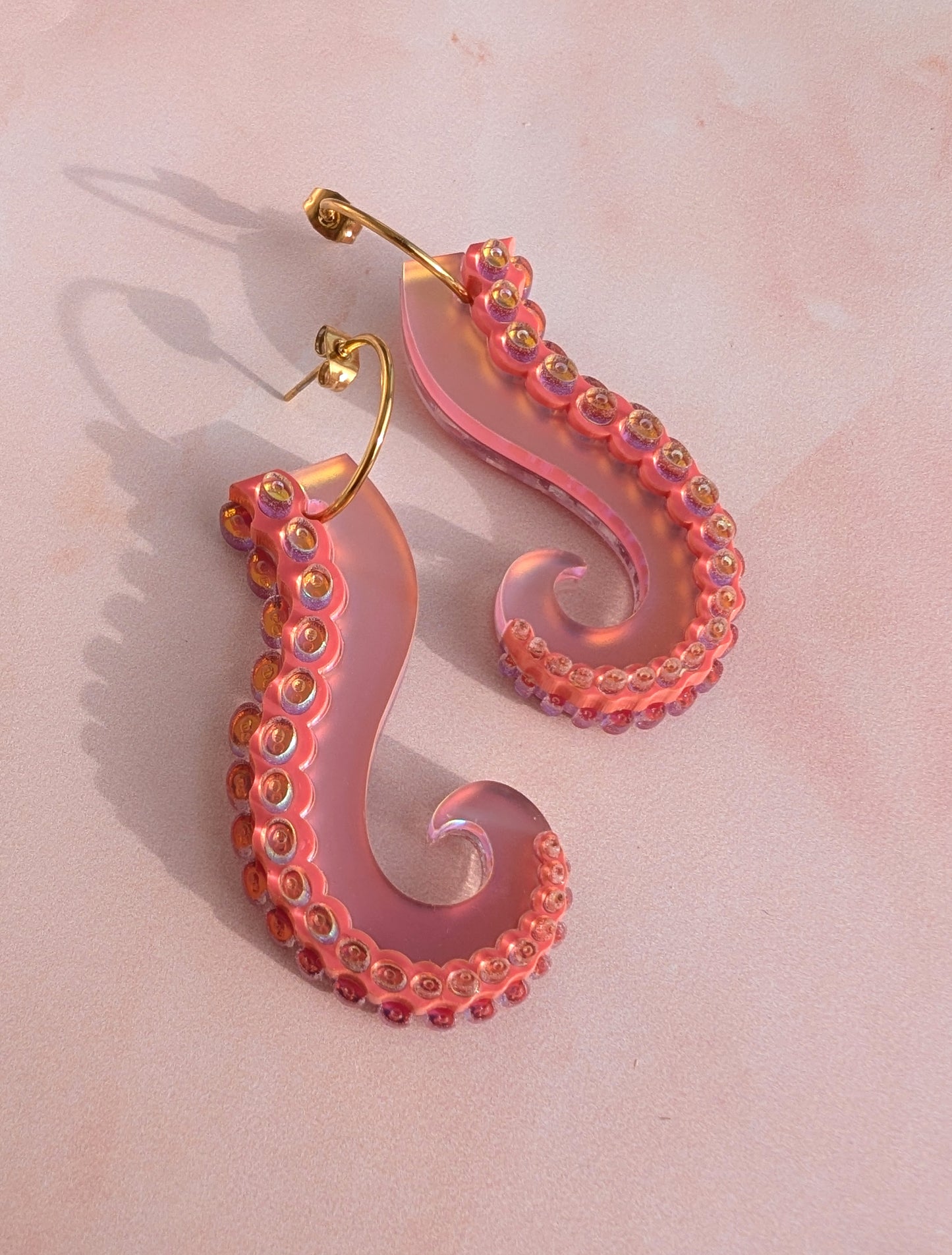 PRE ORDER Long Tentacle Earrings CORAL