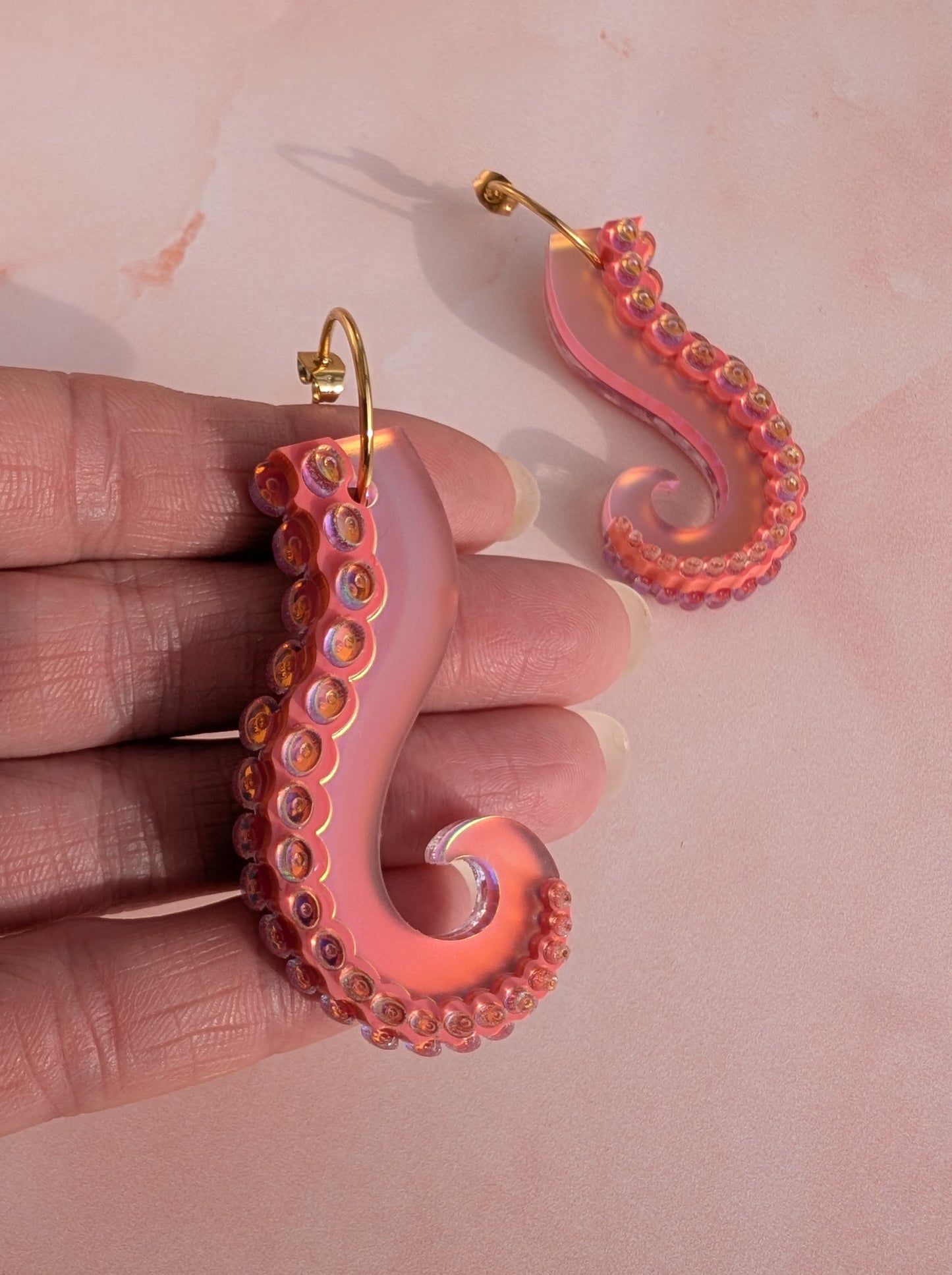 PRE ORDER Long Tentacle Earrings CORAL