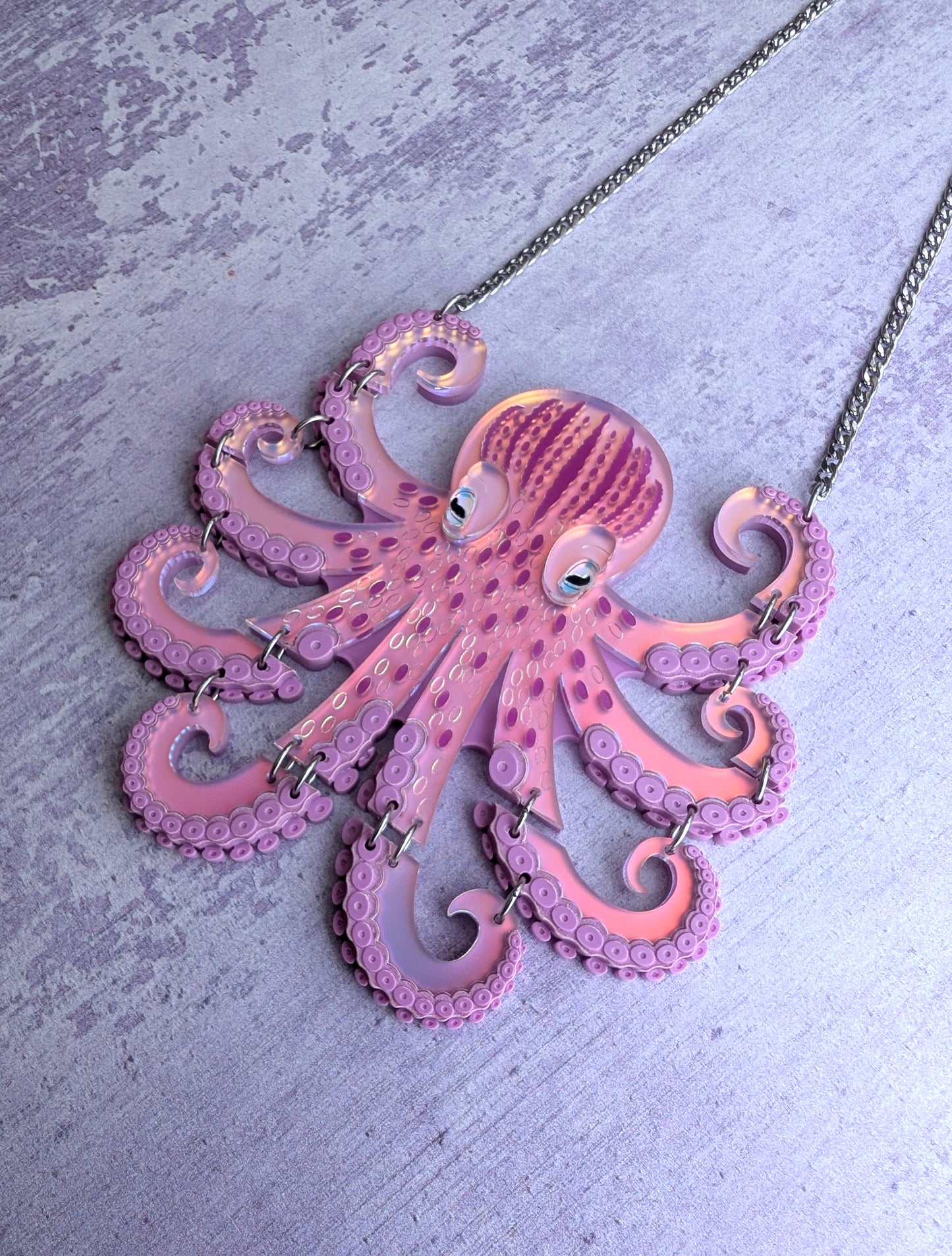 PRE ORDER Medium Octopus Necklace (Articulated) Iridescent LILAC