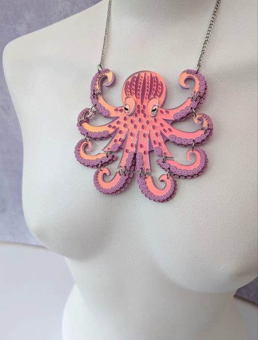 PRE ORDER Medium Octopus Necklace (Articulated) Iridescent LILAC