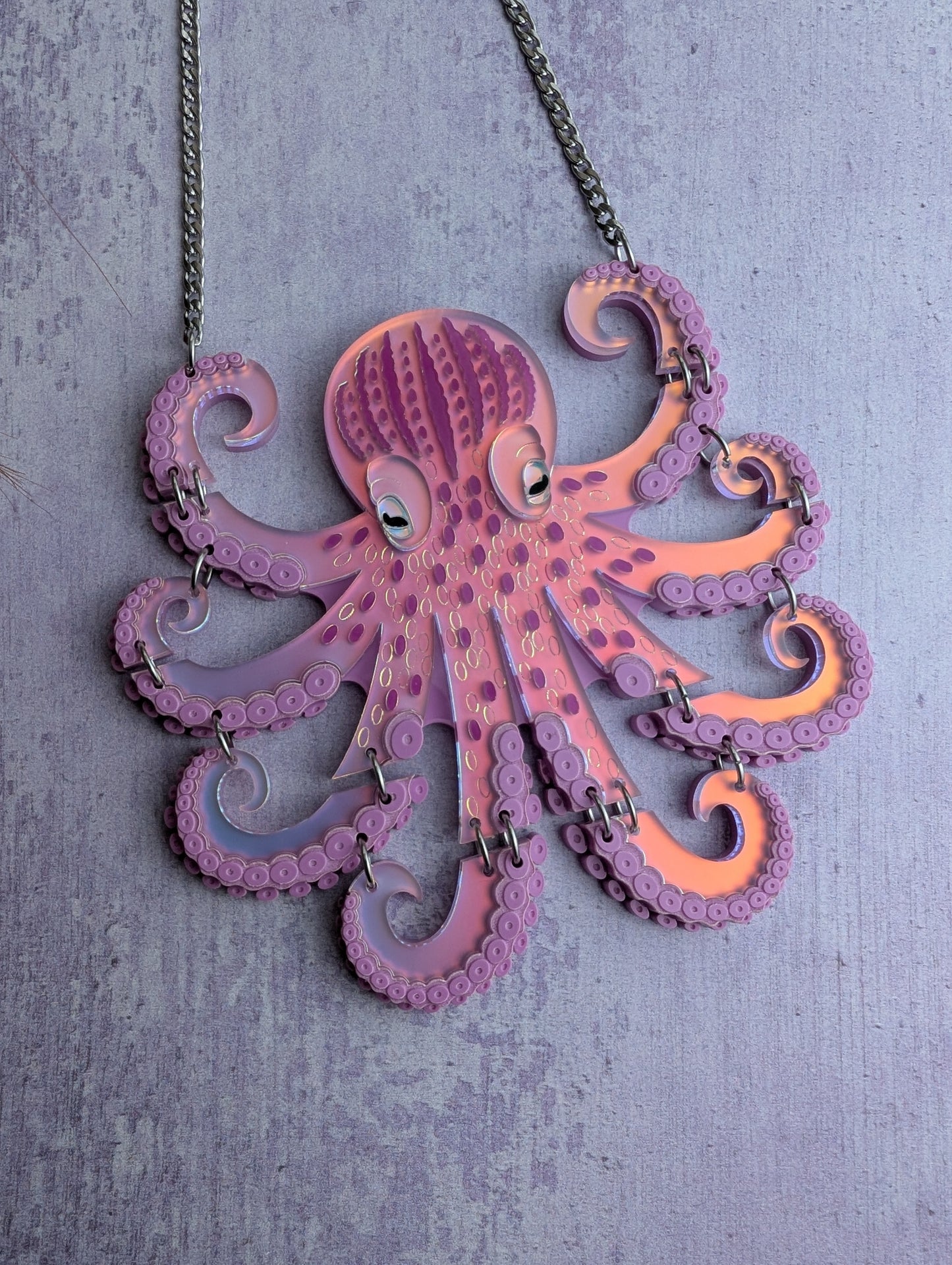 PRE ORDER Medium Octopus Necklace (Articulated) Iridescent LILAC