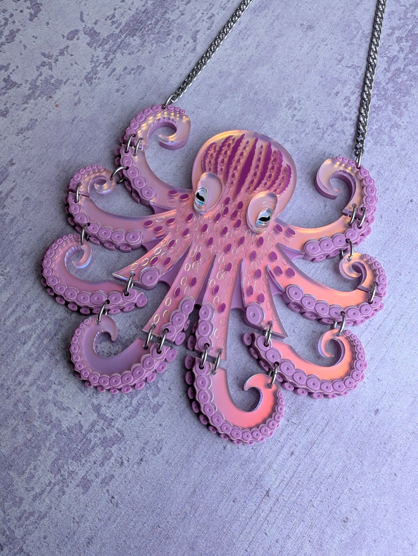 PRE ORDER Medium Octopus Necklace (Articulated) Iridescent LILAC
