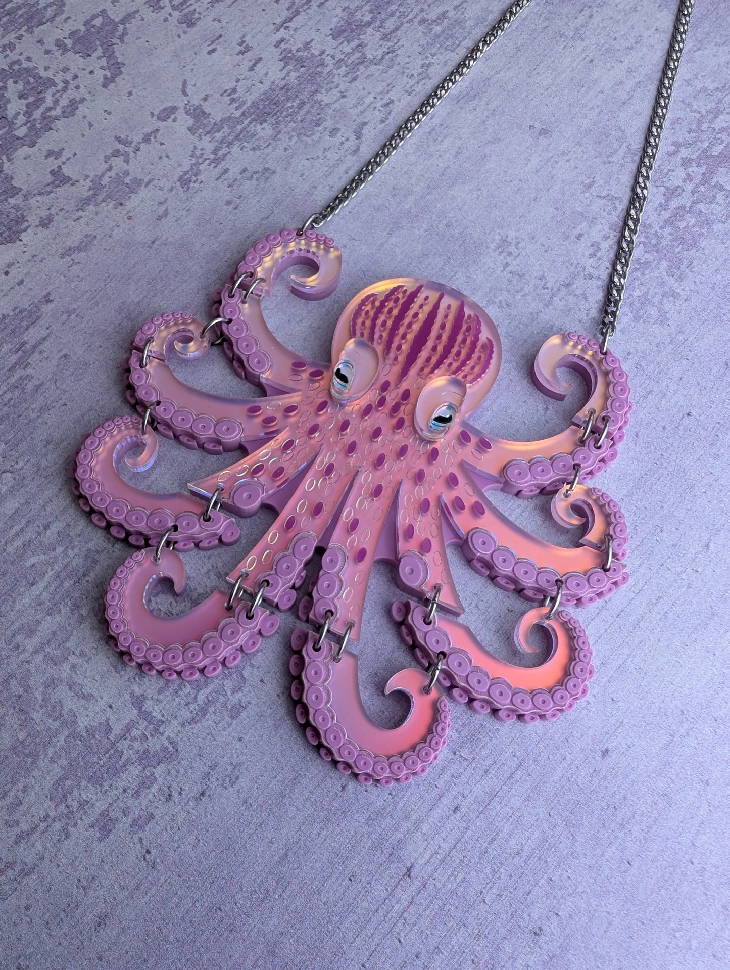 PRE ORDER Medium Octopus Necklace (Articulated) Iridescent LILAC