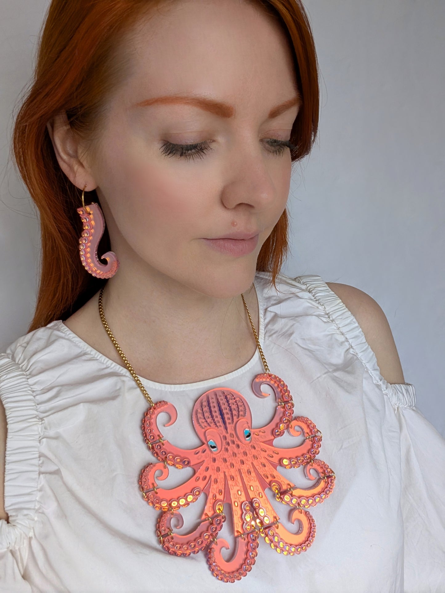 PRE ORDER Long Tentacle Earrings CORAL