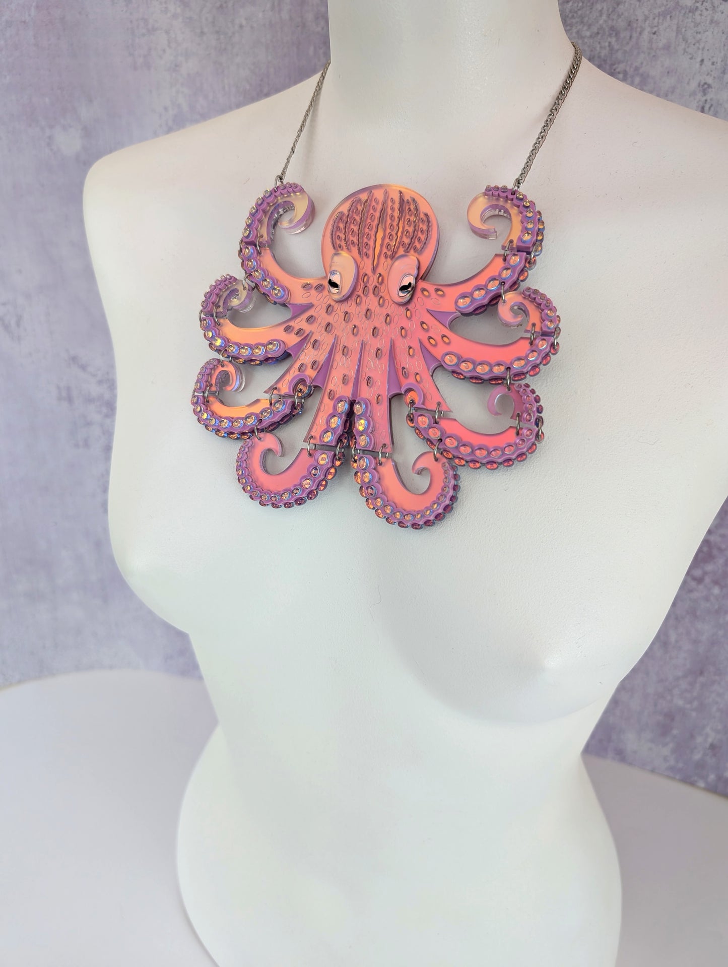 PRE ORDER Statement Octopus Necklace Iridescent LILAC