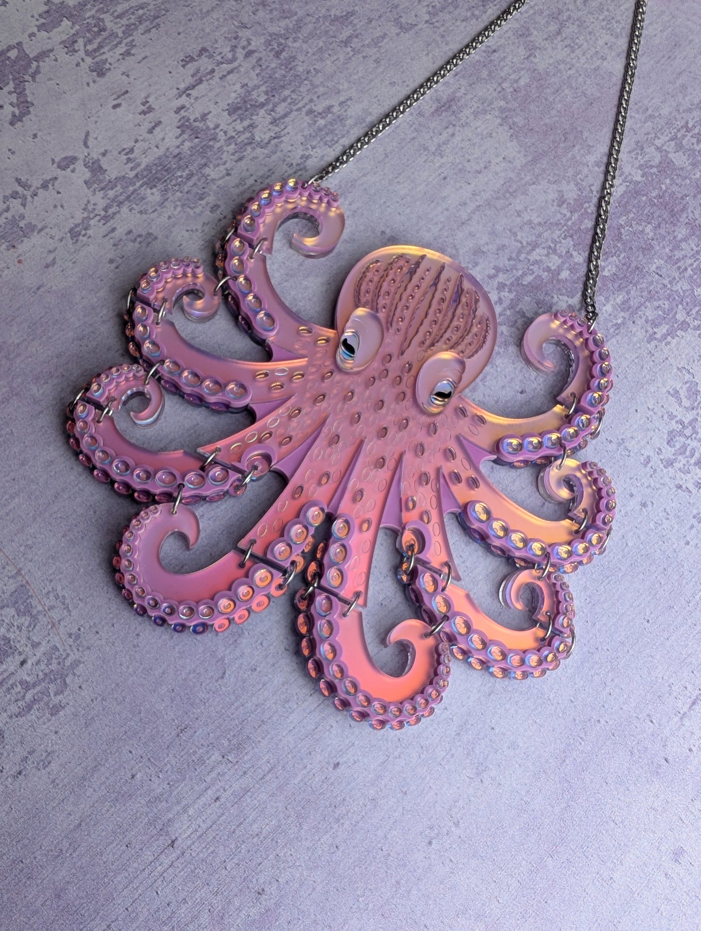 PRE ORDER Statement Octopus Necklace Iridescent LILAC