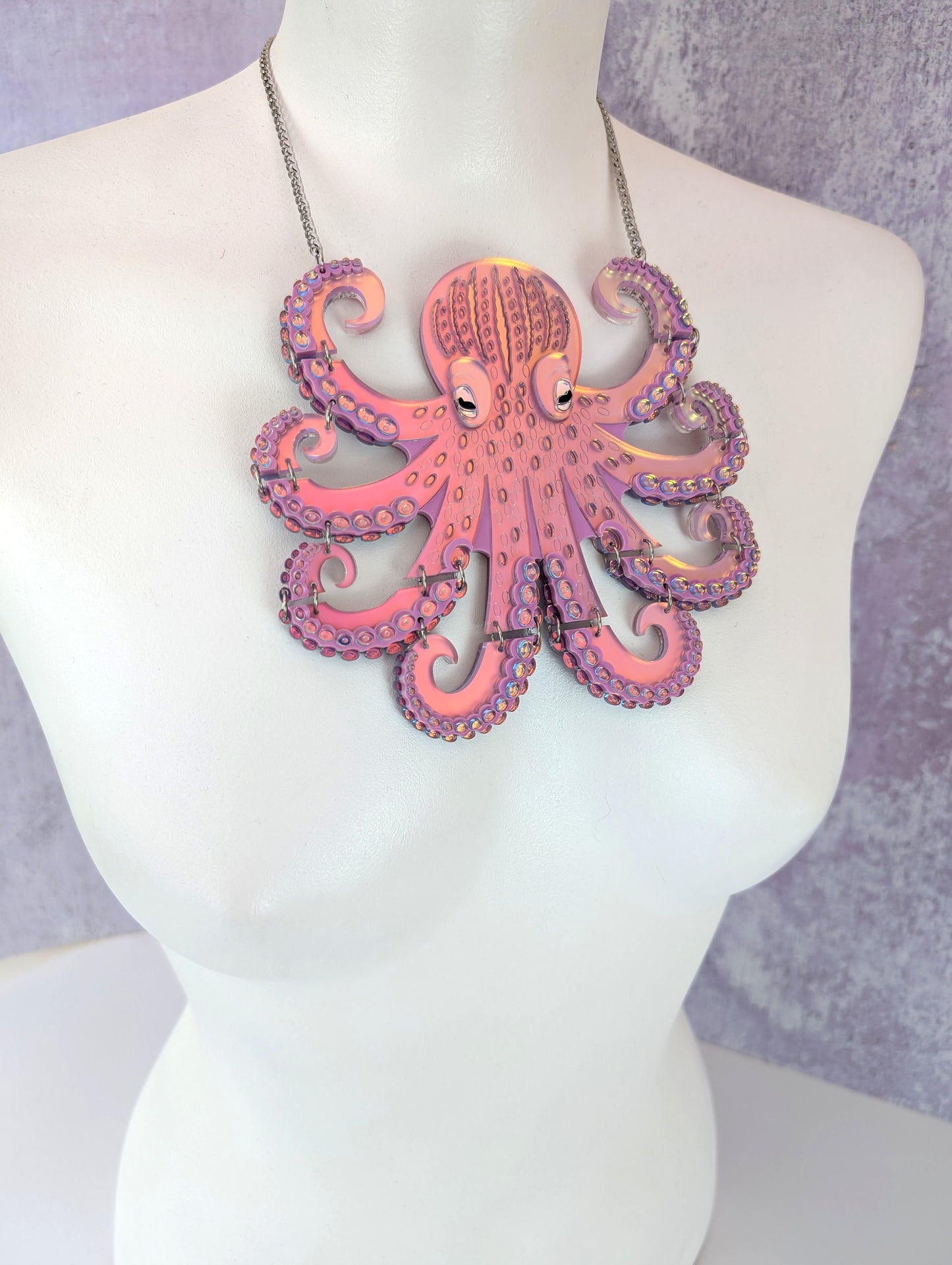 PRE ORDER Statement Octopus Necklace Iridescent LILAC
