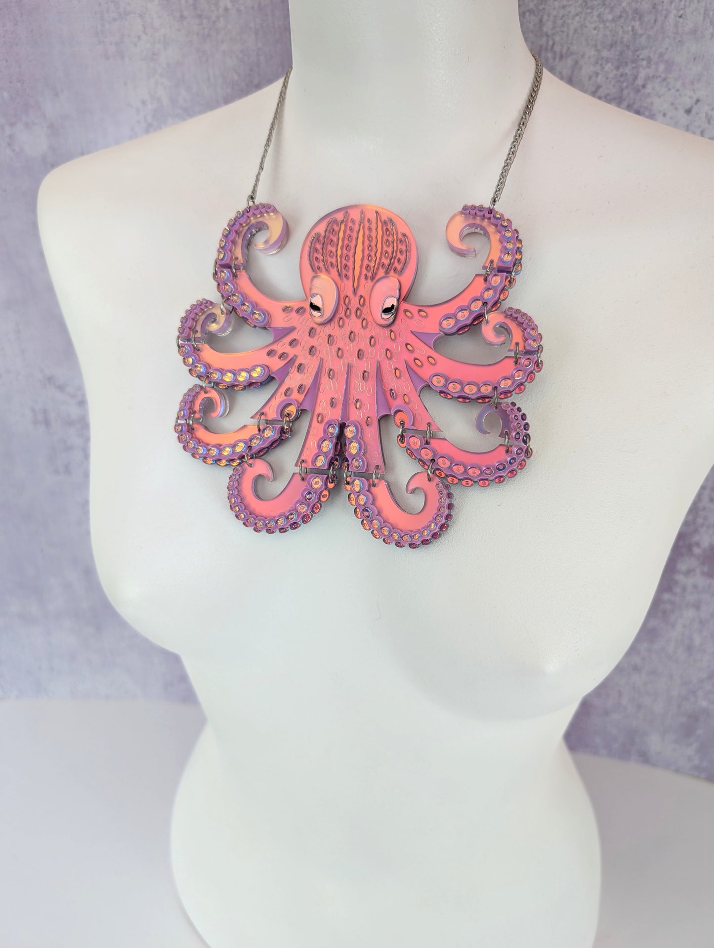 PRE ORDER Statement Octopus Necklace Iridescent LILAC