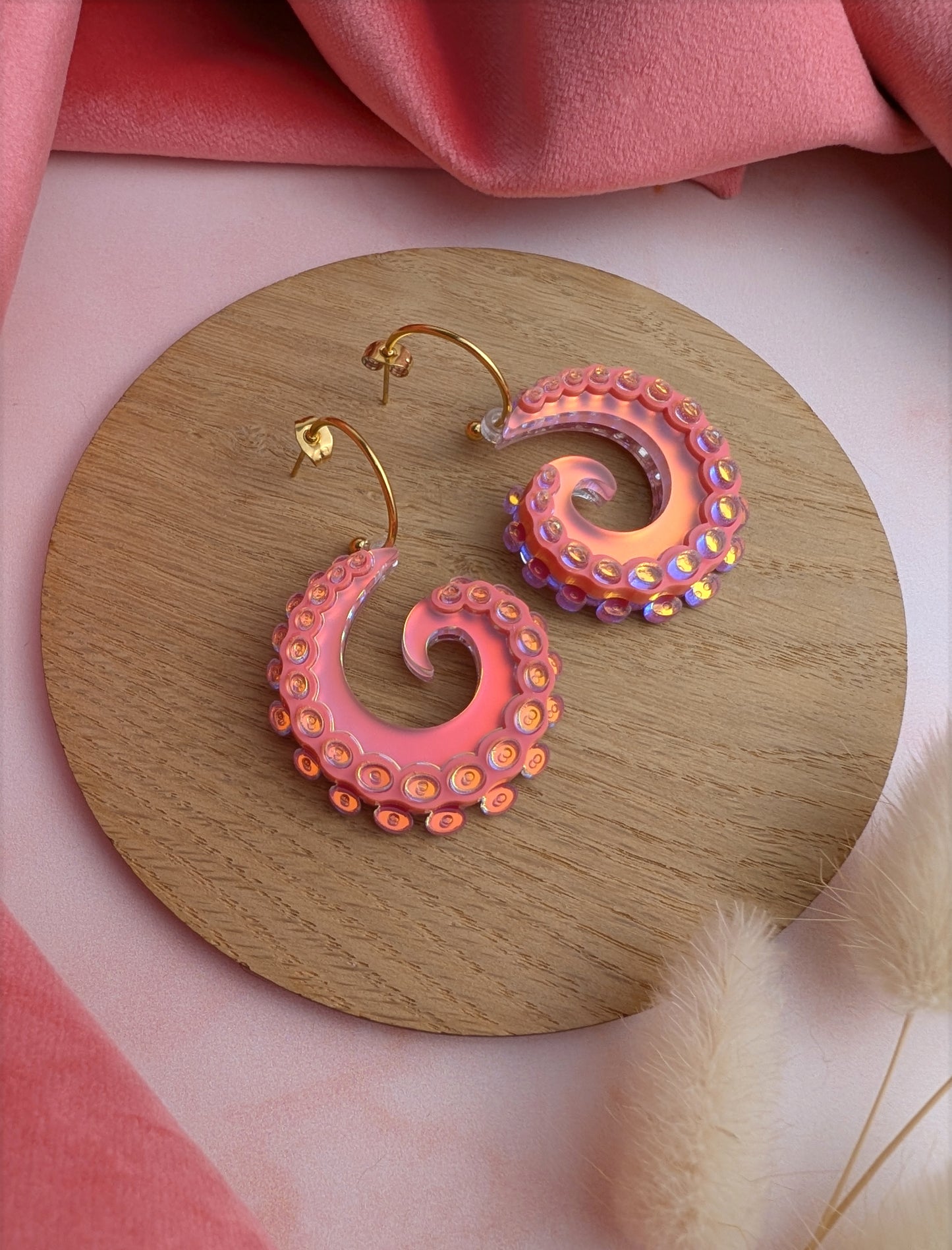 PRE ORDER Tentacurl Hoop Earrings CORAL
