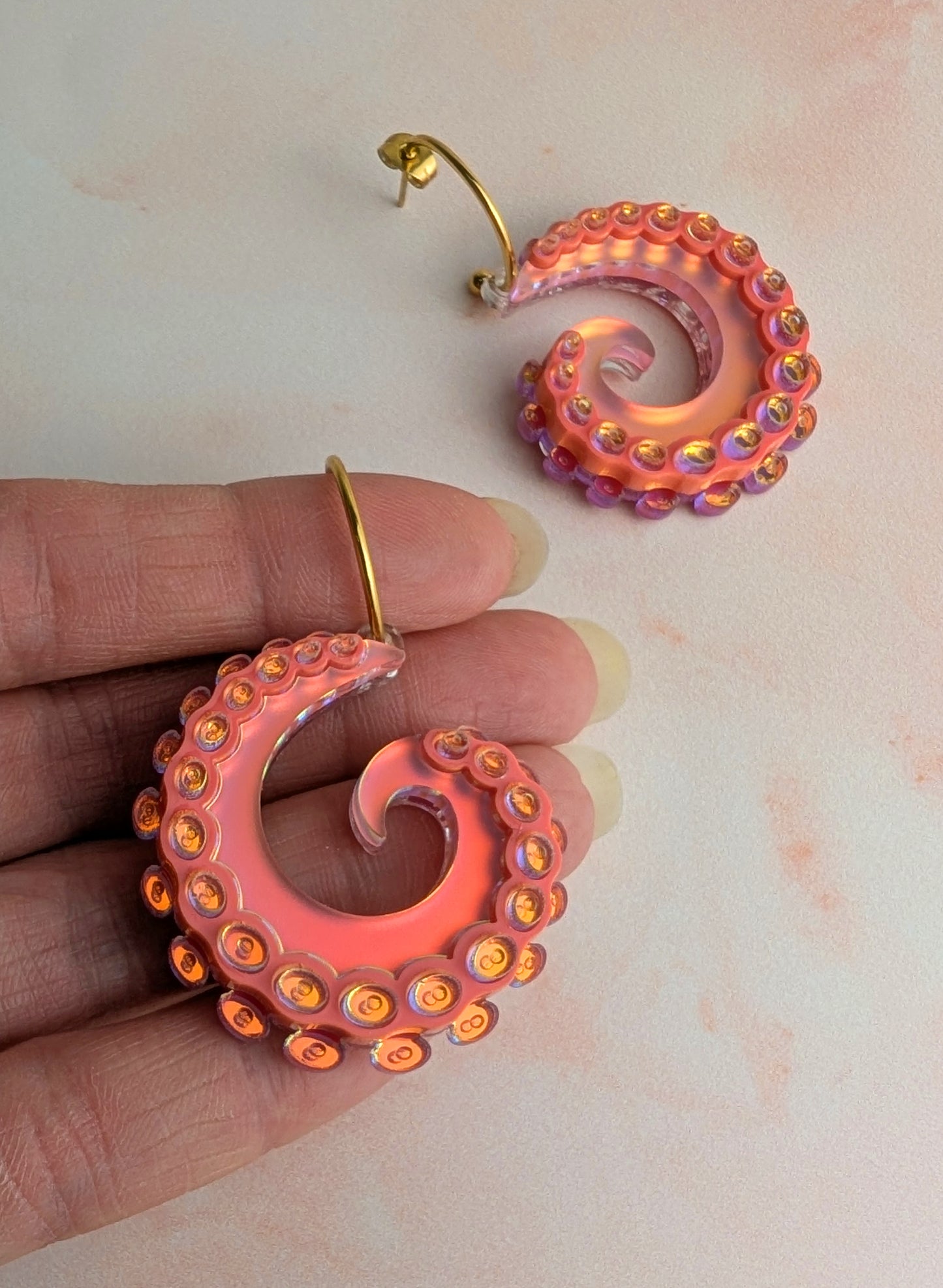 PRE ORDER Tentacurl Hoop Earrings CORAL