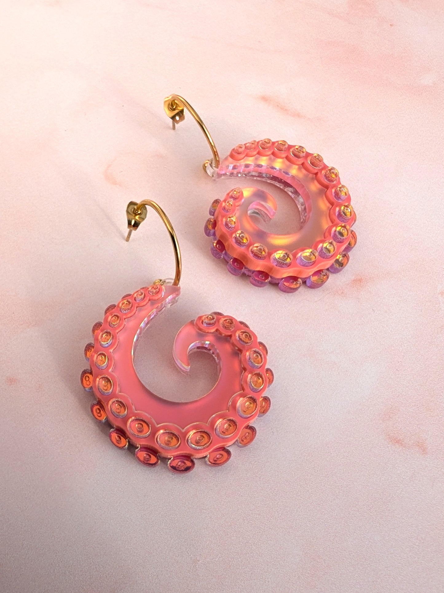 PRE ORDER Tentacurl Hoop Earrings CORAL