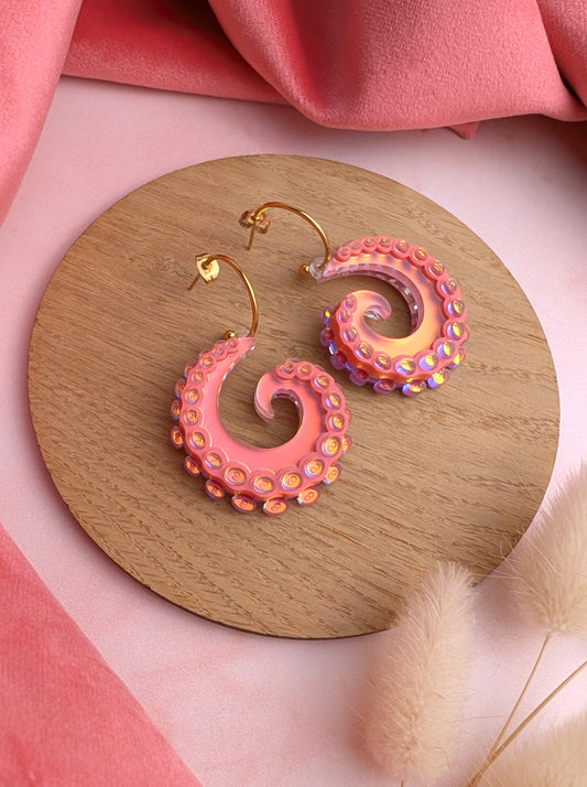 PRE ORDER Tentacurl Hoop Earrings CORAL