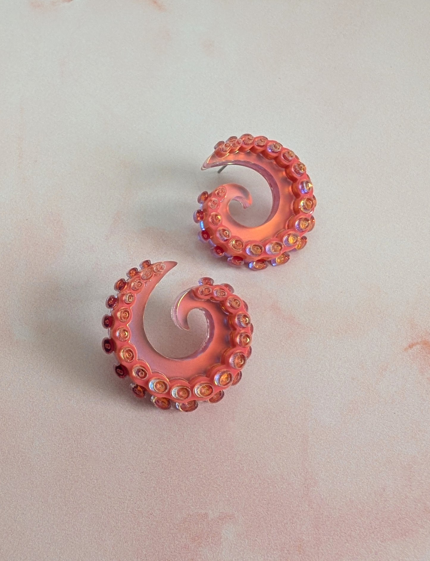 PRE ORDER Tentacurl Stud Earrings CORAL