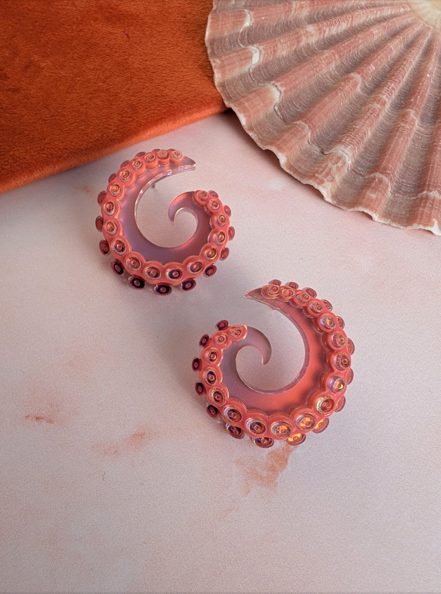 PRE ORDER Tentacurl Stud Earrings CORAL