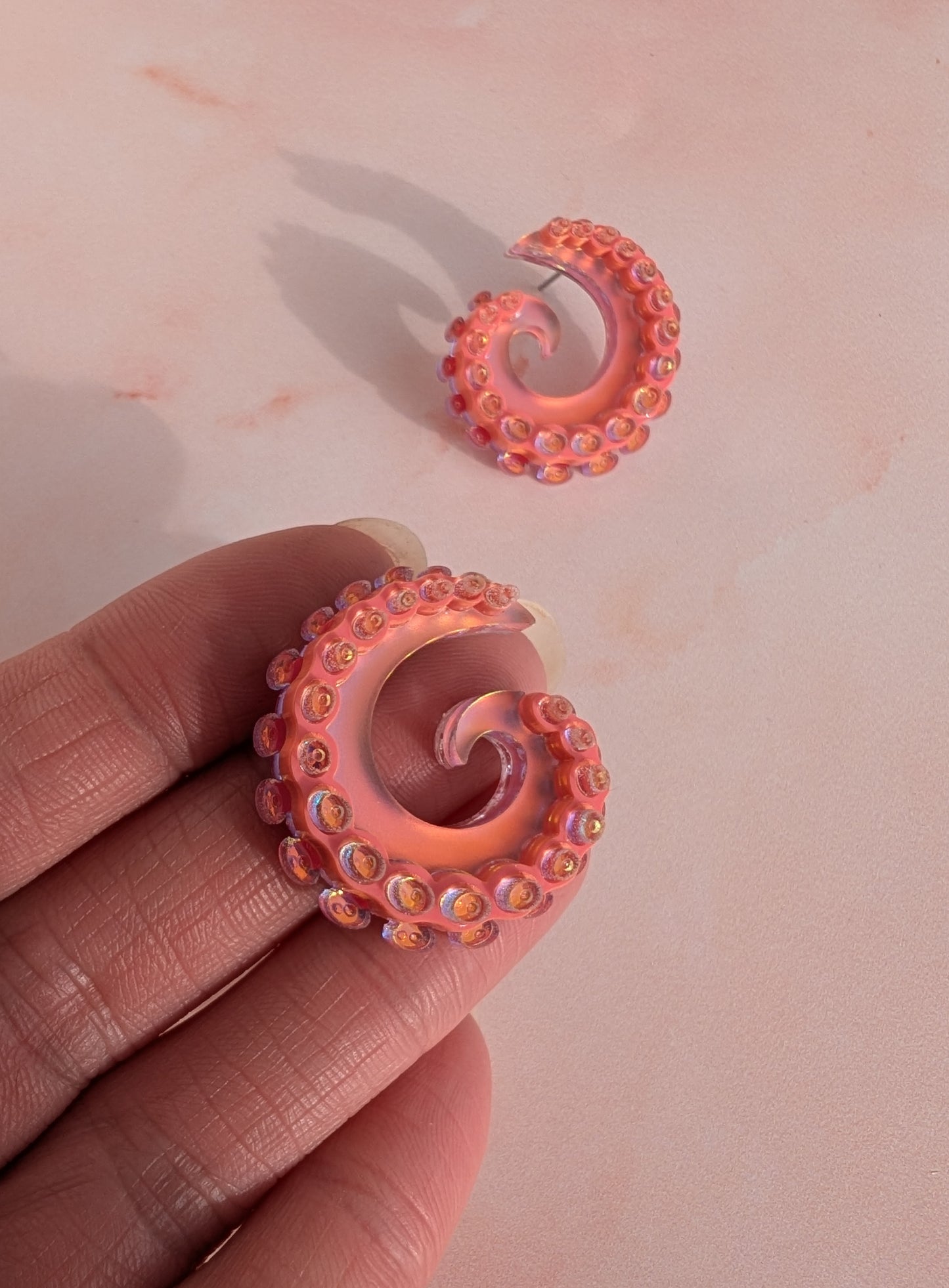 PRE ORDER Tentacurl Stud Earrings CORAL