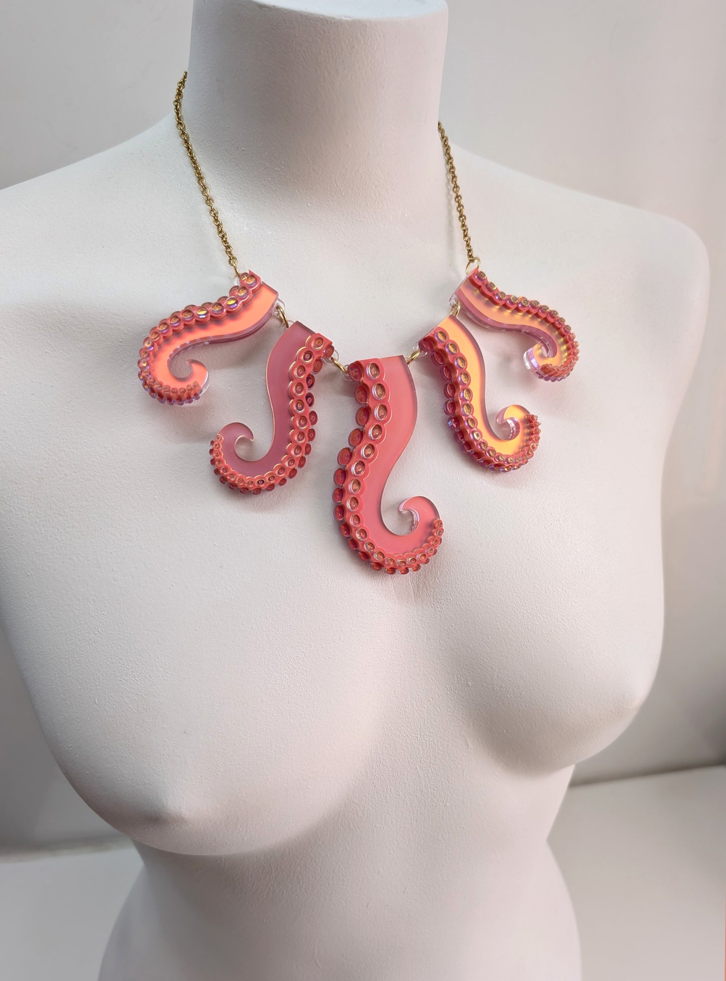 PRE ORDER Tentacle Necklace Iridescent CORAL