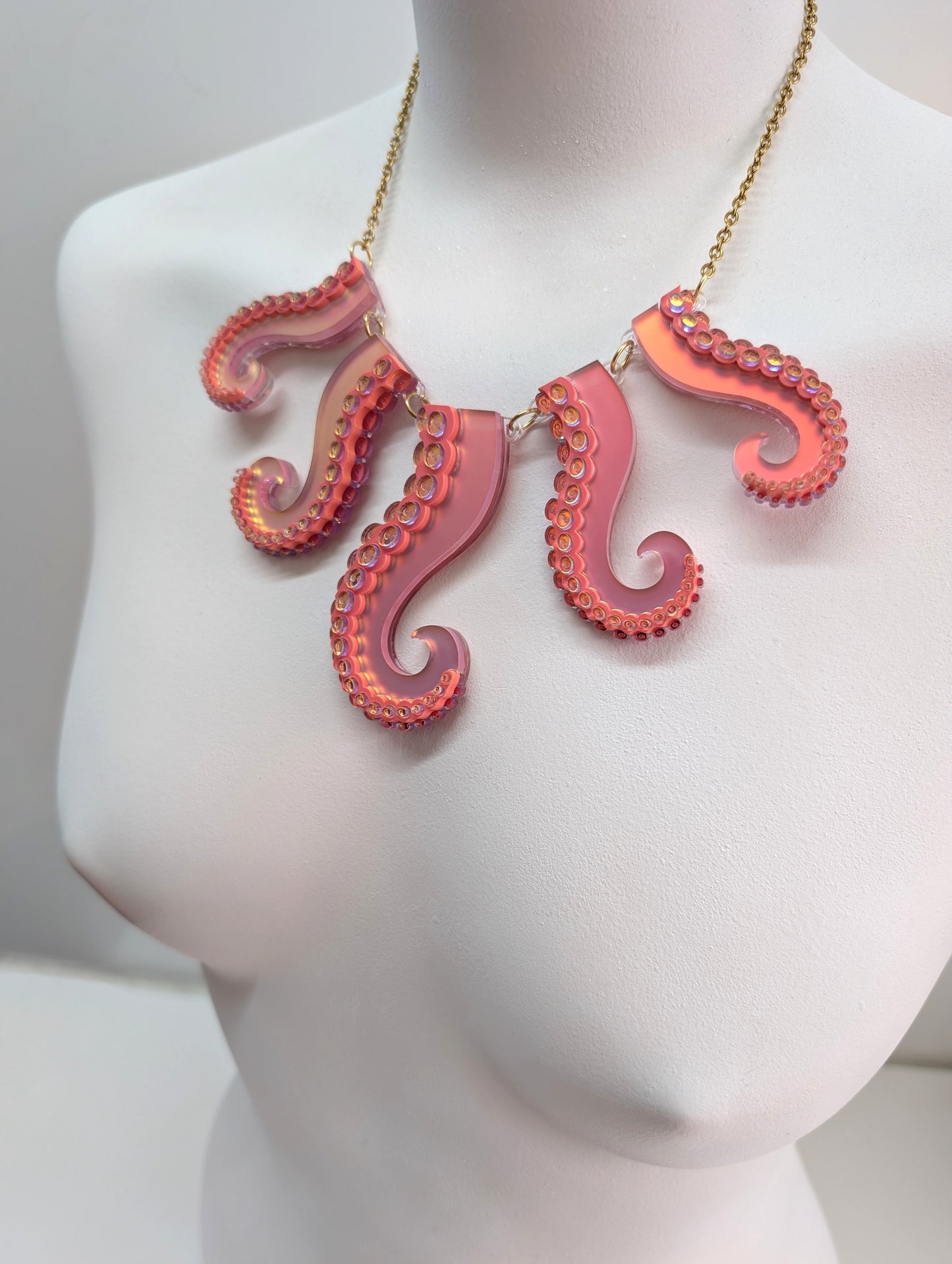 PRE ORDER Tentacle Necklace Iridescent CORAL