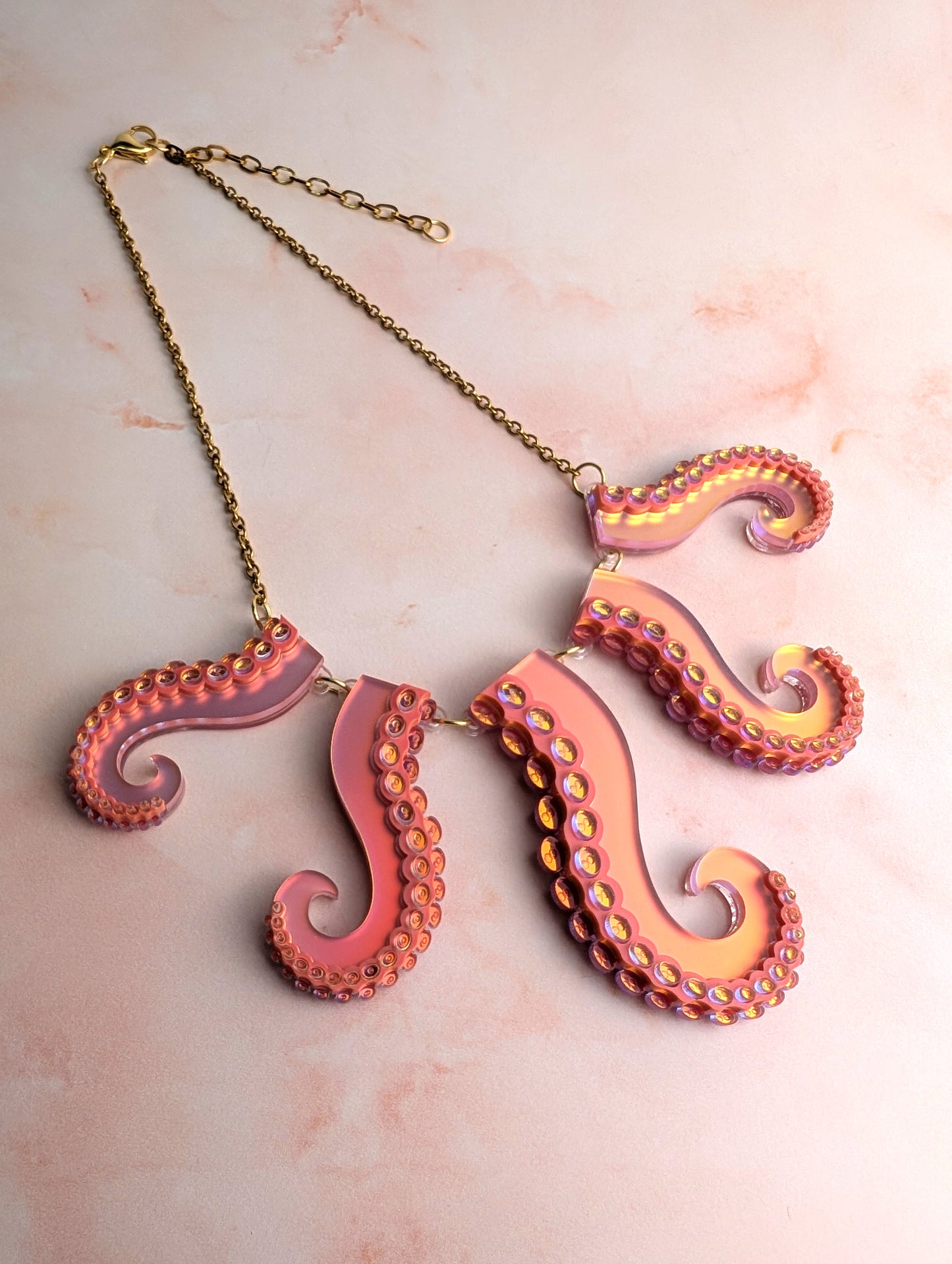 PRE ORDER Tentacle Necklace Iridescent CORAL