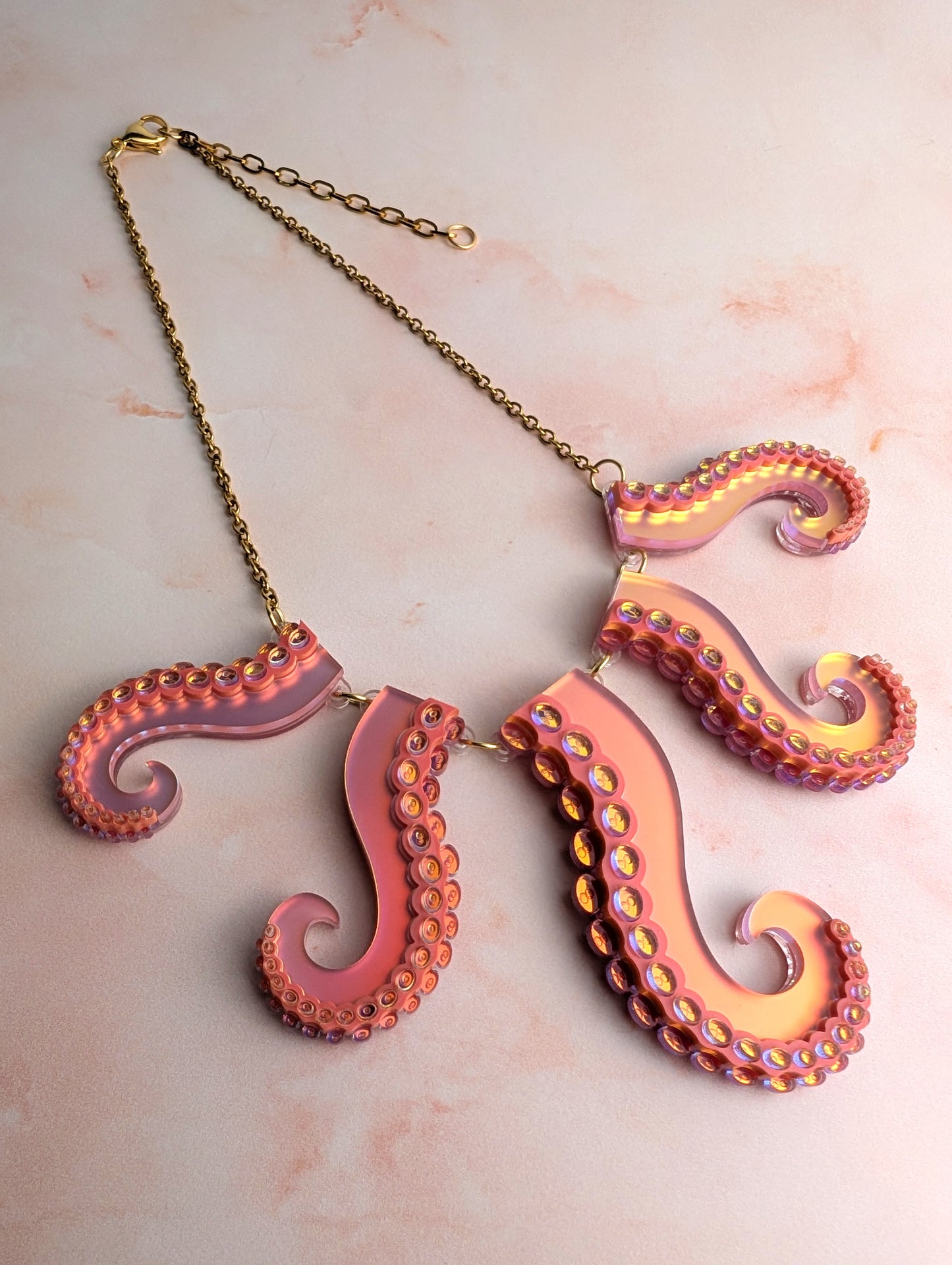 PRE ORDER Tentacle Necklace Iridescent CORAL