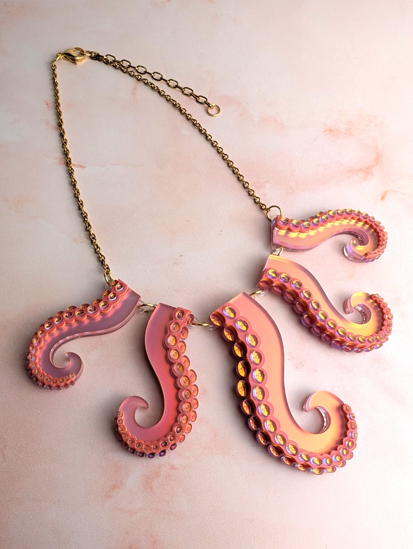 PRE ORDER Tentacle Necklace Iridescent CORAL
