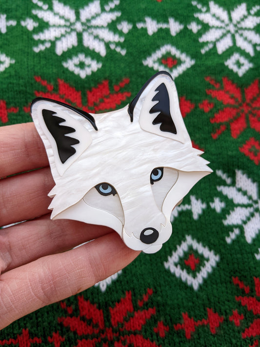 PRE ORDER Fox Head Brooch - 'Winter'