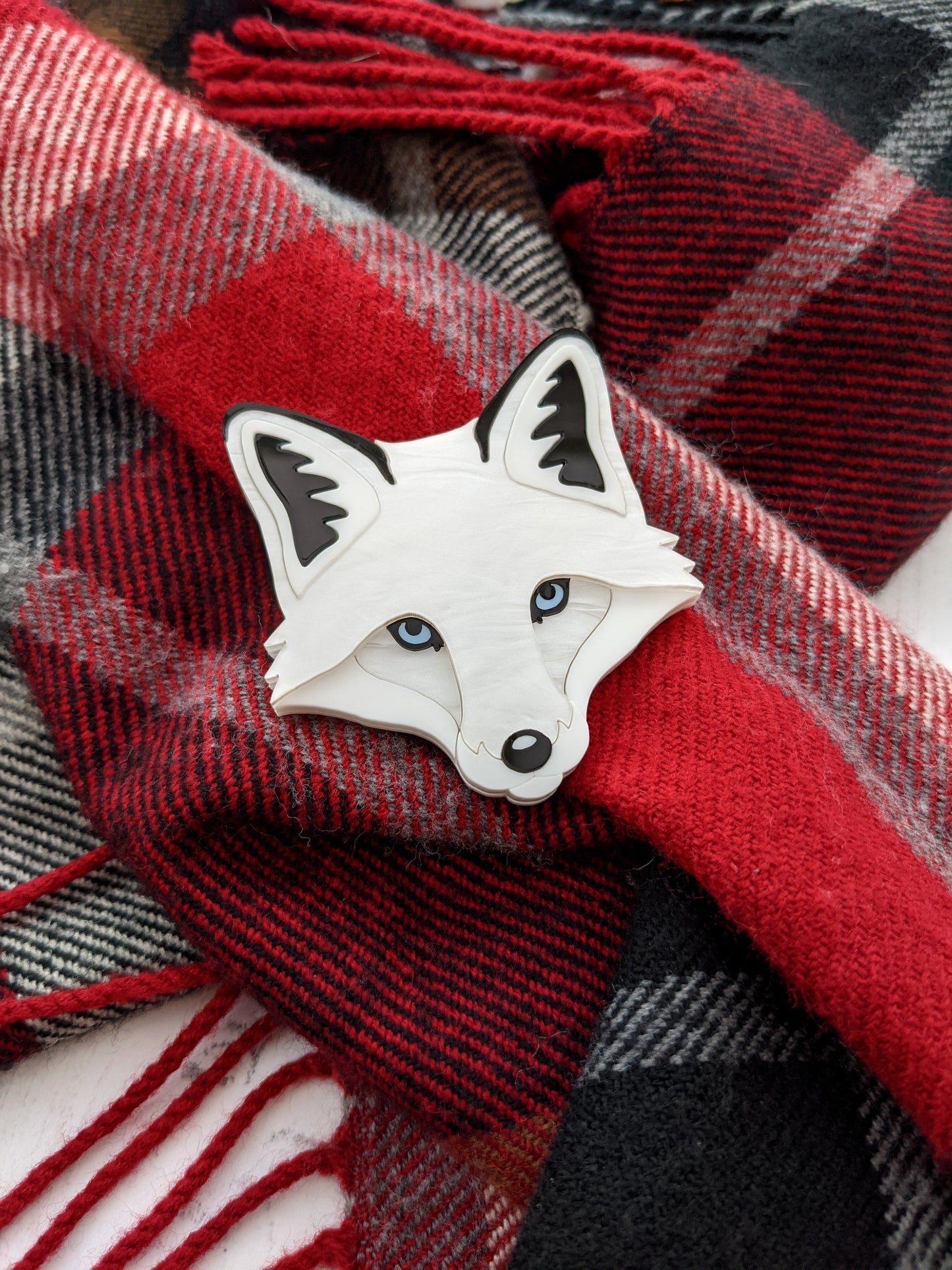 Fox Head Brooch - 'Winter'