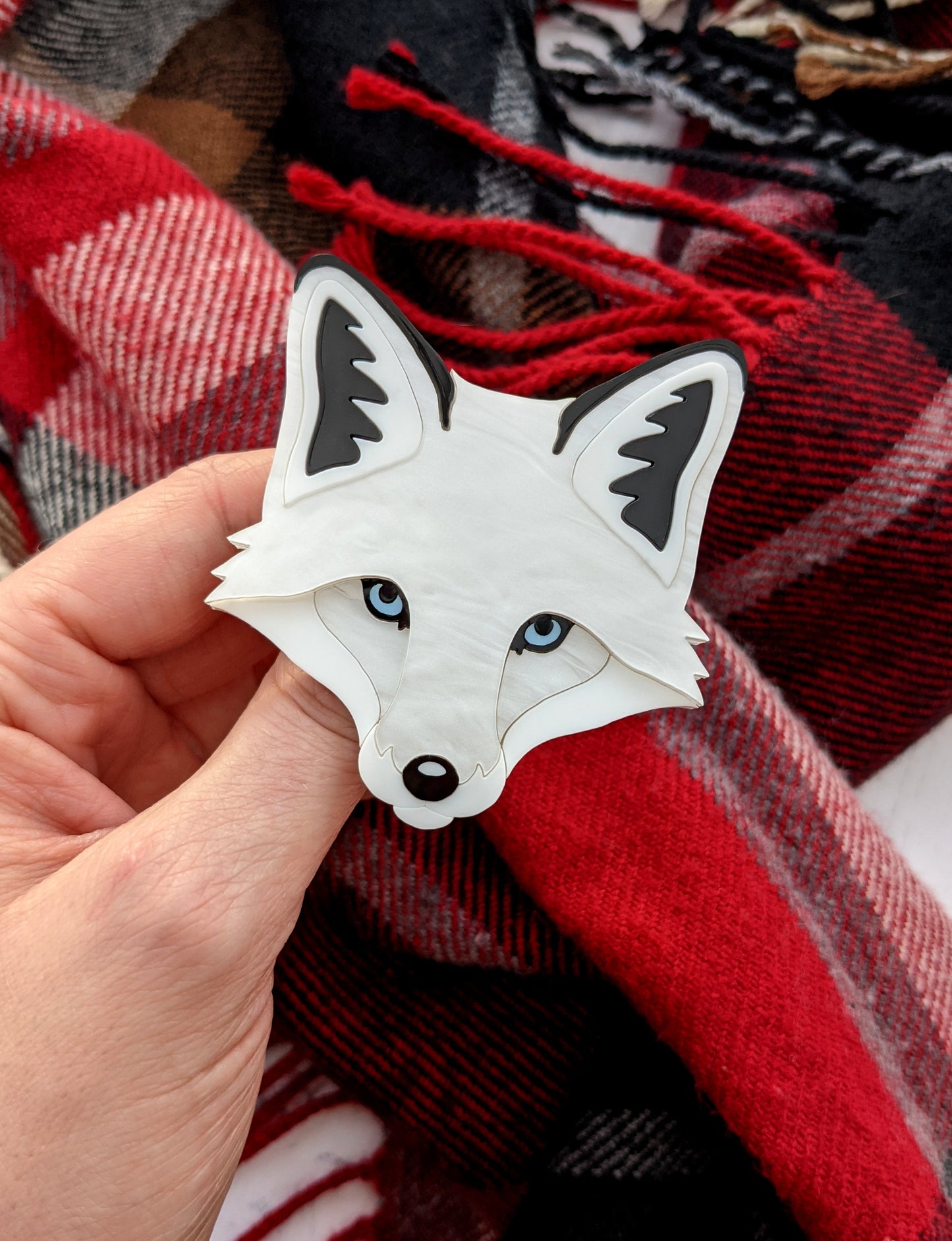 Fox Head Brooch - 'Winter'