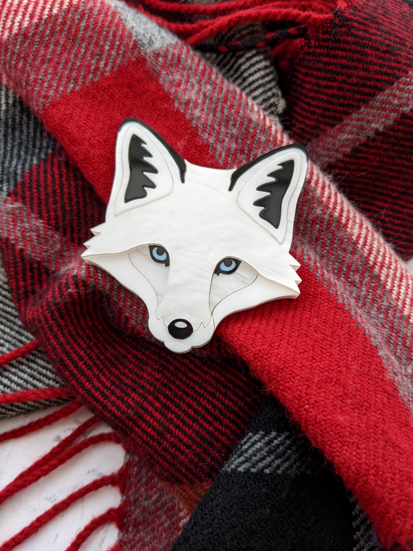 Fox Head Brooch - 'Winter'