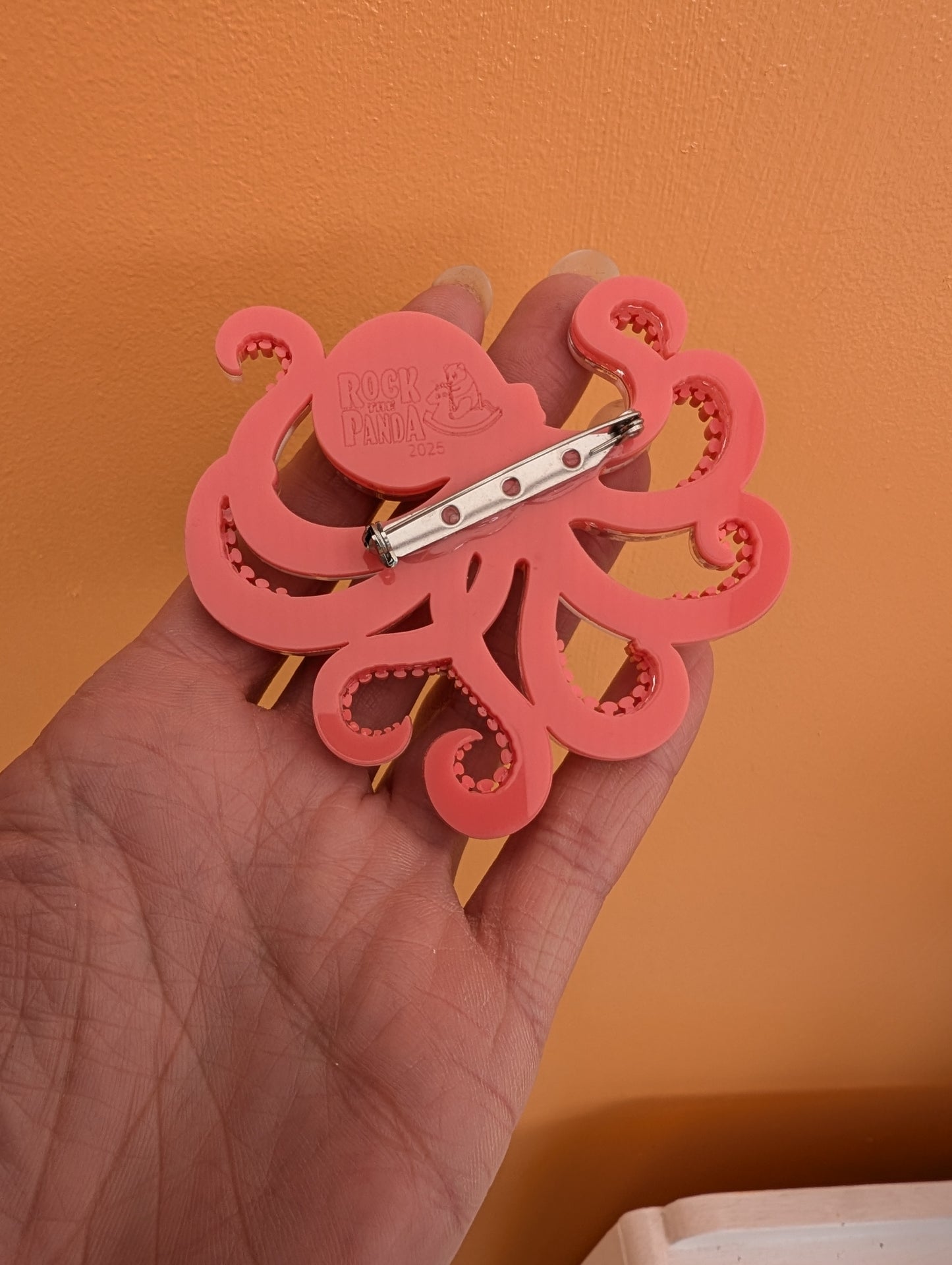 PRE ORDER Octopus Brooch Iridescent CORAL