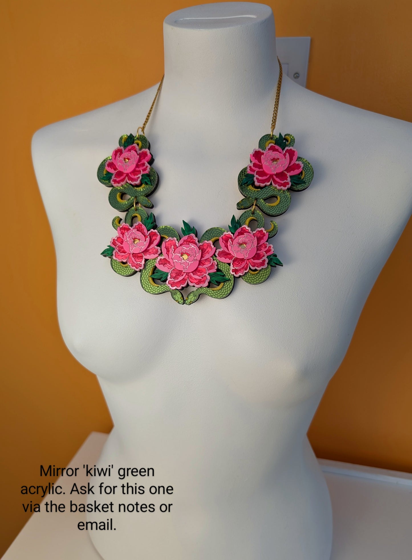 PRE ORDER Statement Snakes & Florals Necklace GREEN