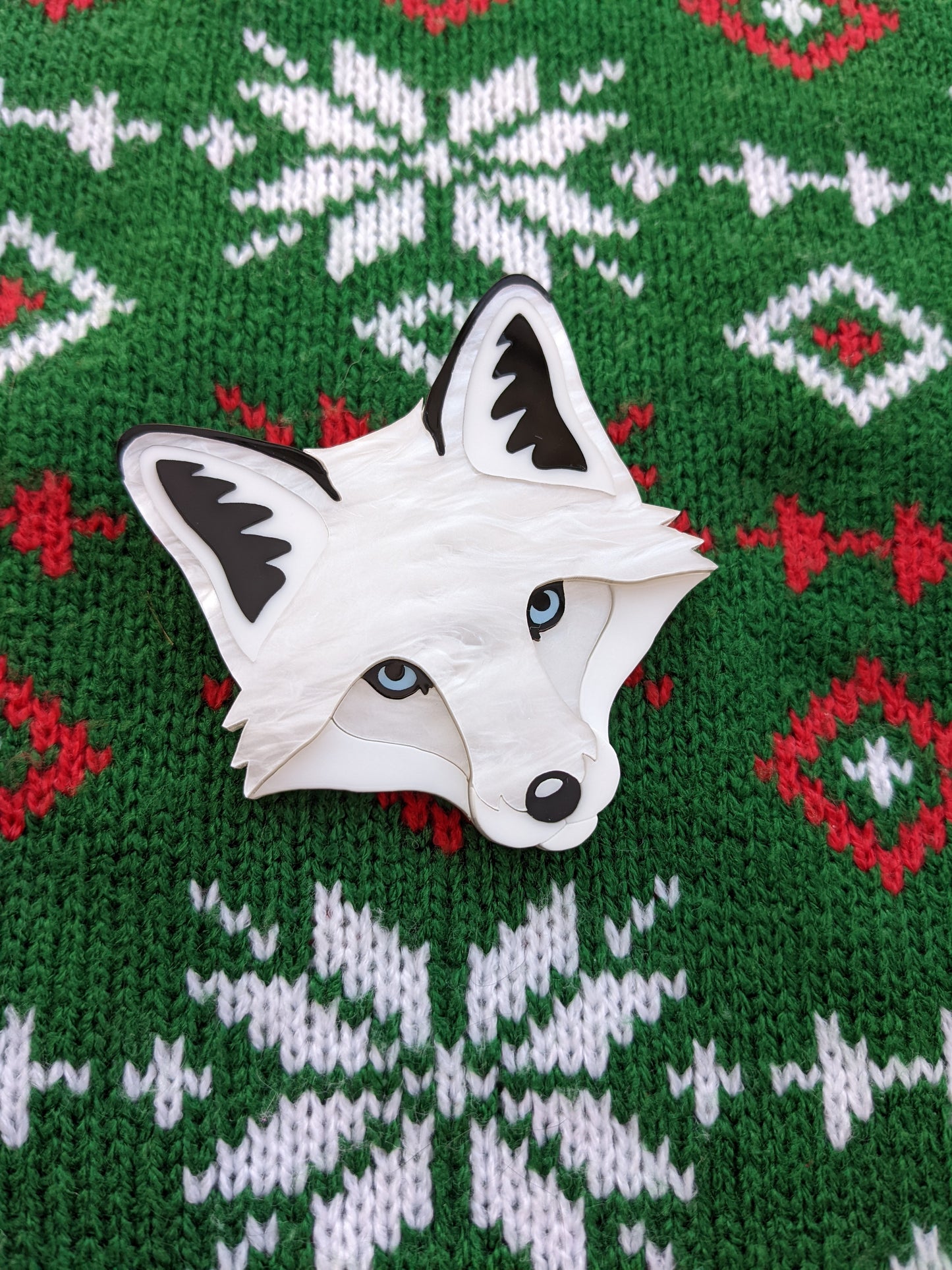 Fox Head Brooch - 'Winter'
