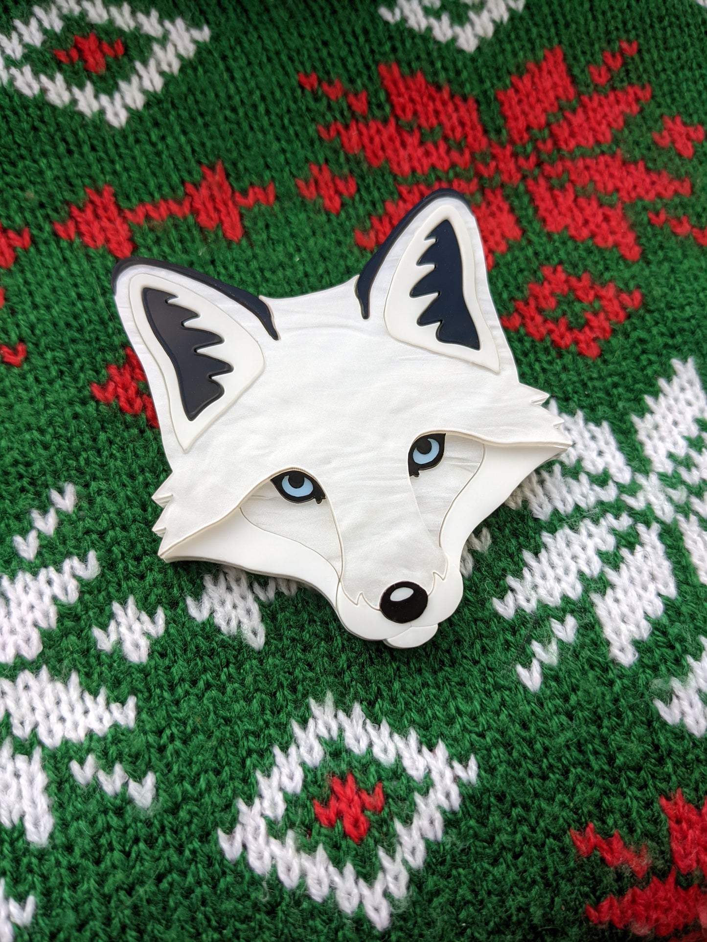 Fox Head Brooch - 'Winter'