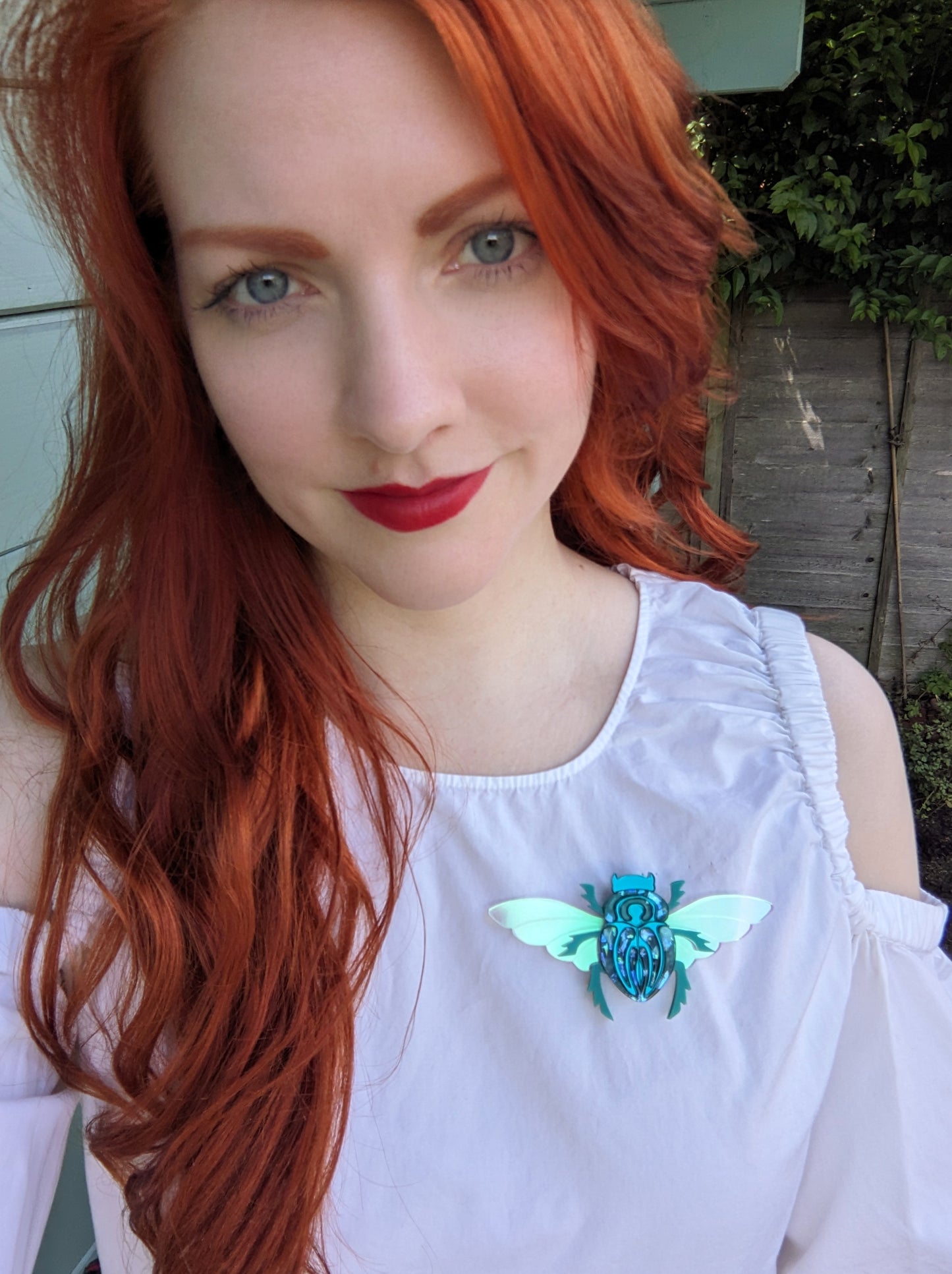 Scarab Beetle Brooch Jade/teal (new recycled acrylic) Part magnetic fastening