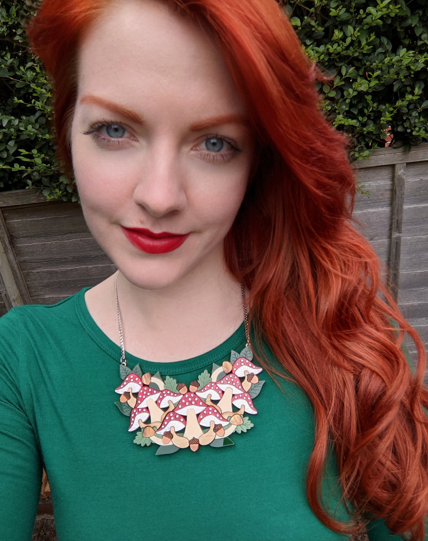 PRE ORDER Toadstool Statement Bib Necklace - Woodland, New improved fit & with Maple veneered MDF backing