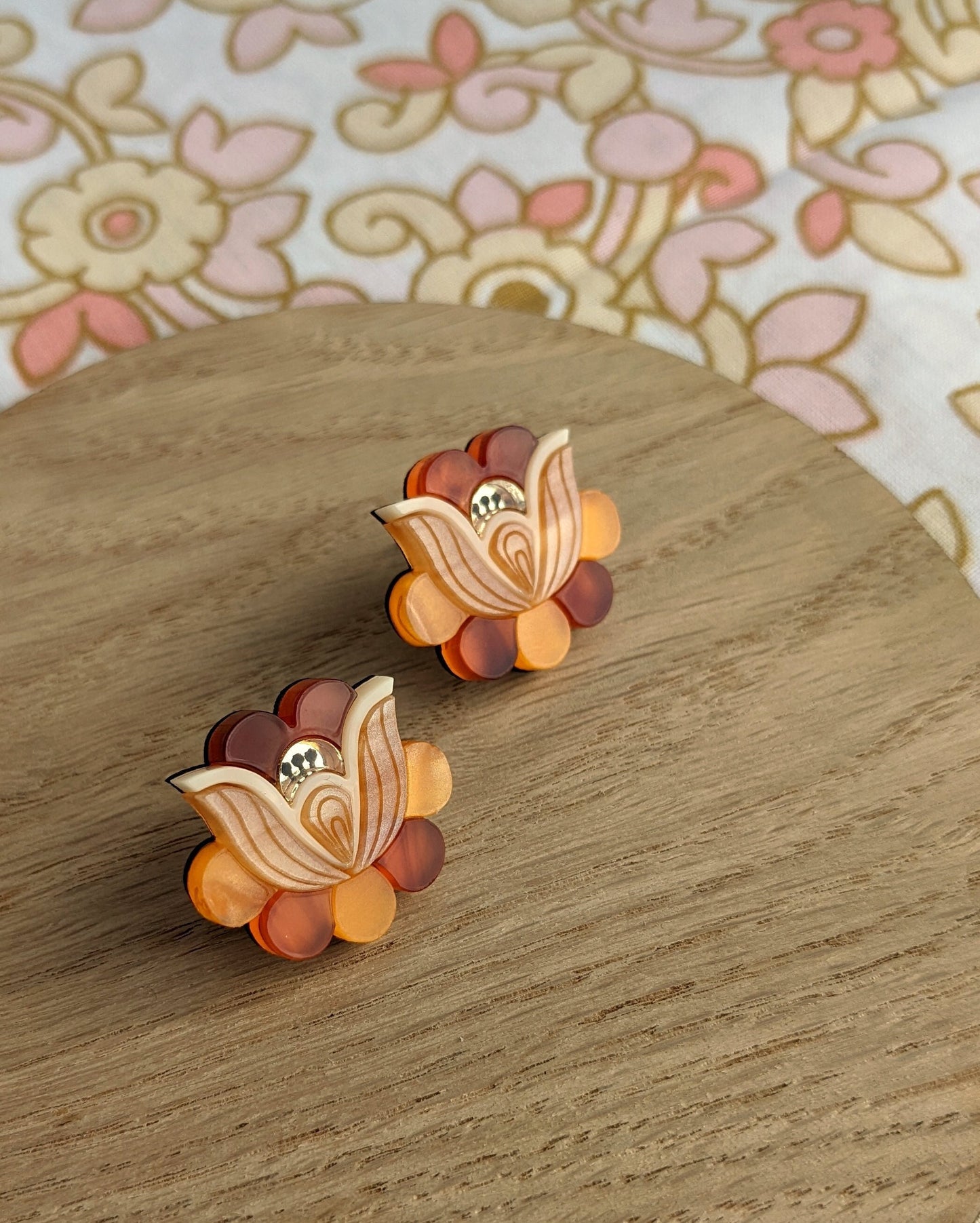 PRE ORDER Folk Floral Stud Earrings - Tortoiseshell