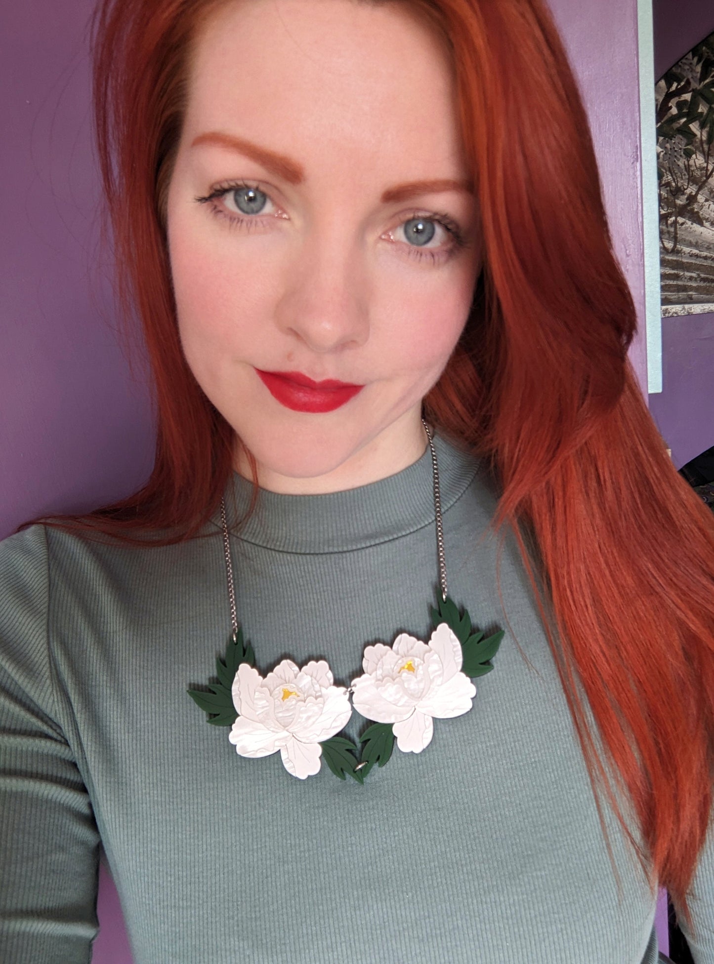 PRE ORDER Statement Peony Necklace - White, last one!
