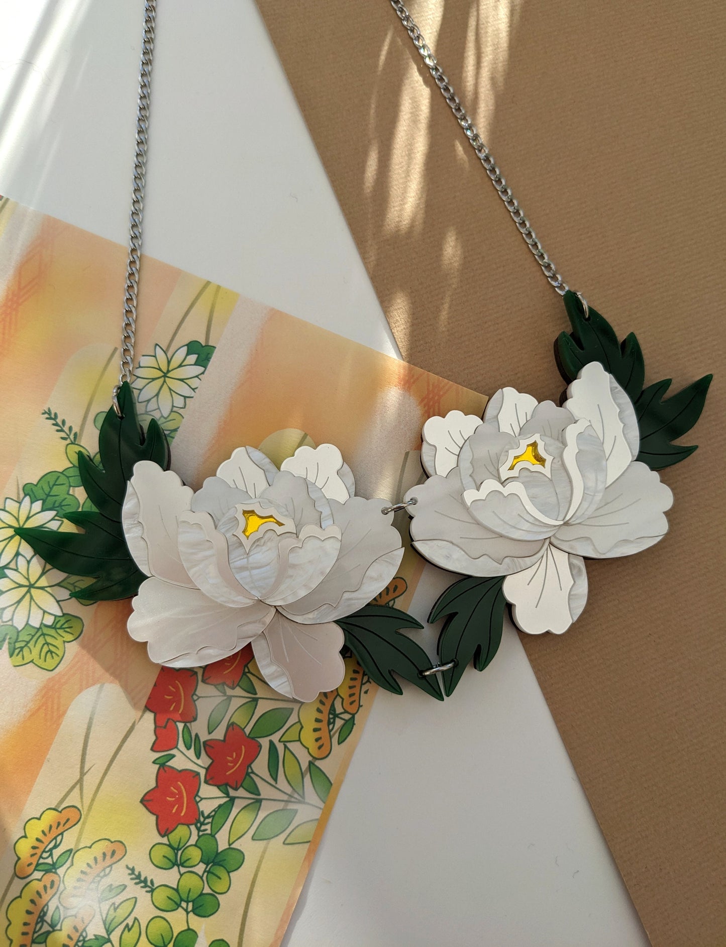 PRE ORDER Statement Peony Necklace - White, last one!