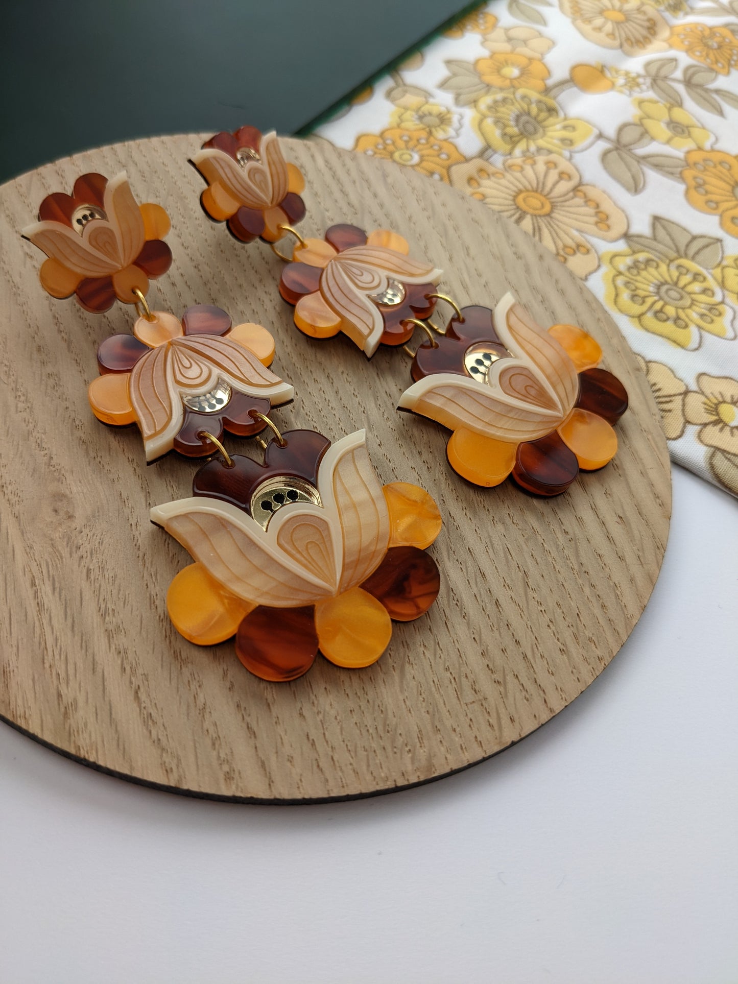 PRE ORDER Statement Folk Floral Earrings - Tortoiseshell