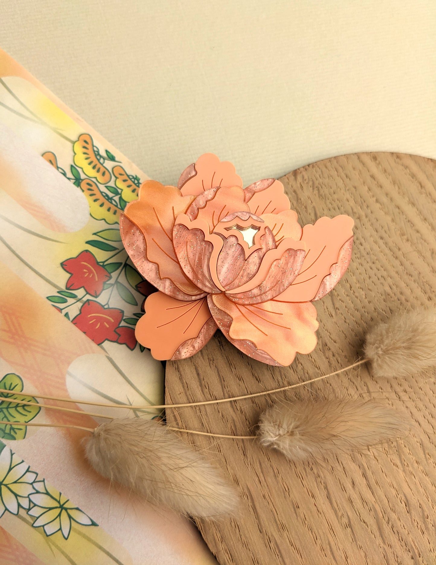 PRE ORDER Peony Brooch - Apricot