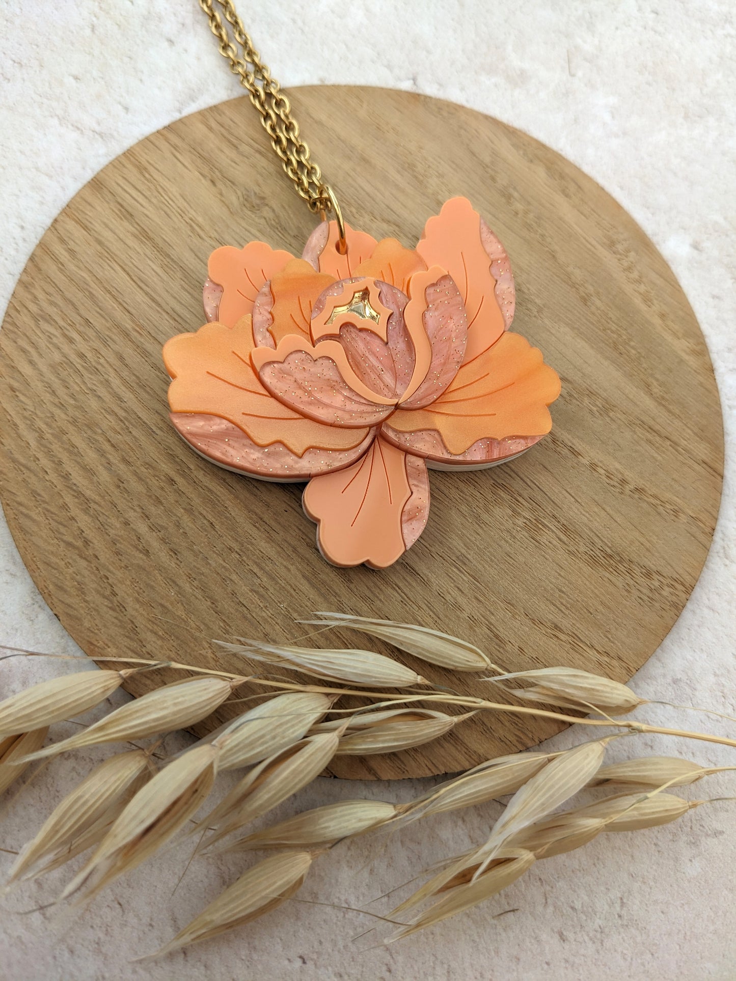 PRE ORDER Peony Pendant - Apricot