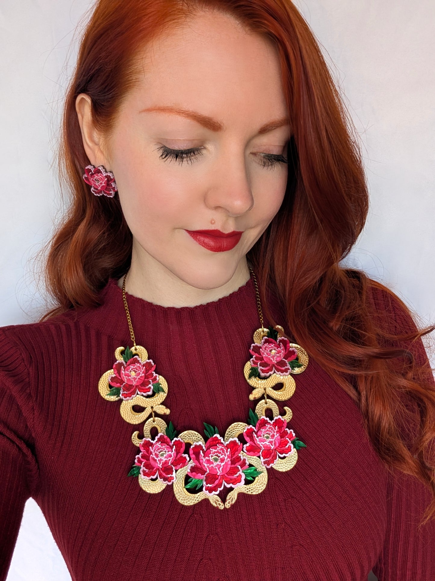PRE ORDER Statement Snakes & Floral Necklace GOLD