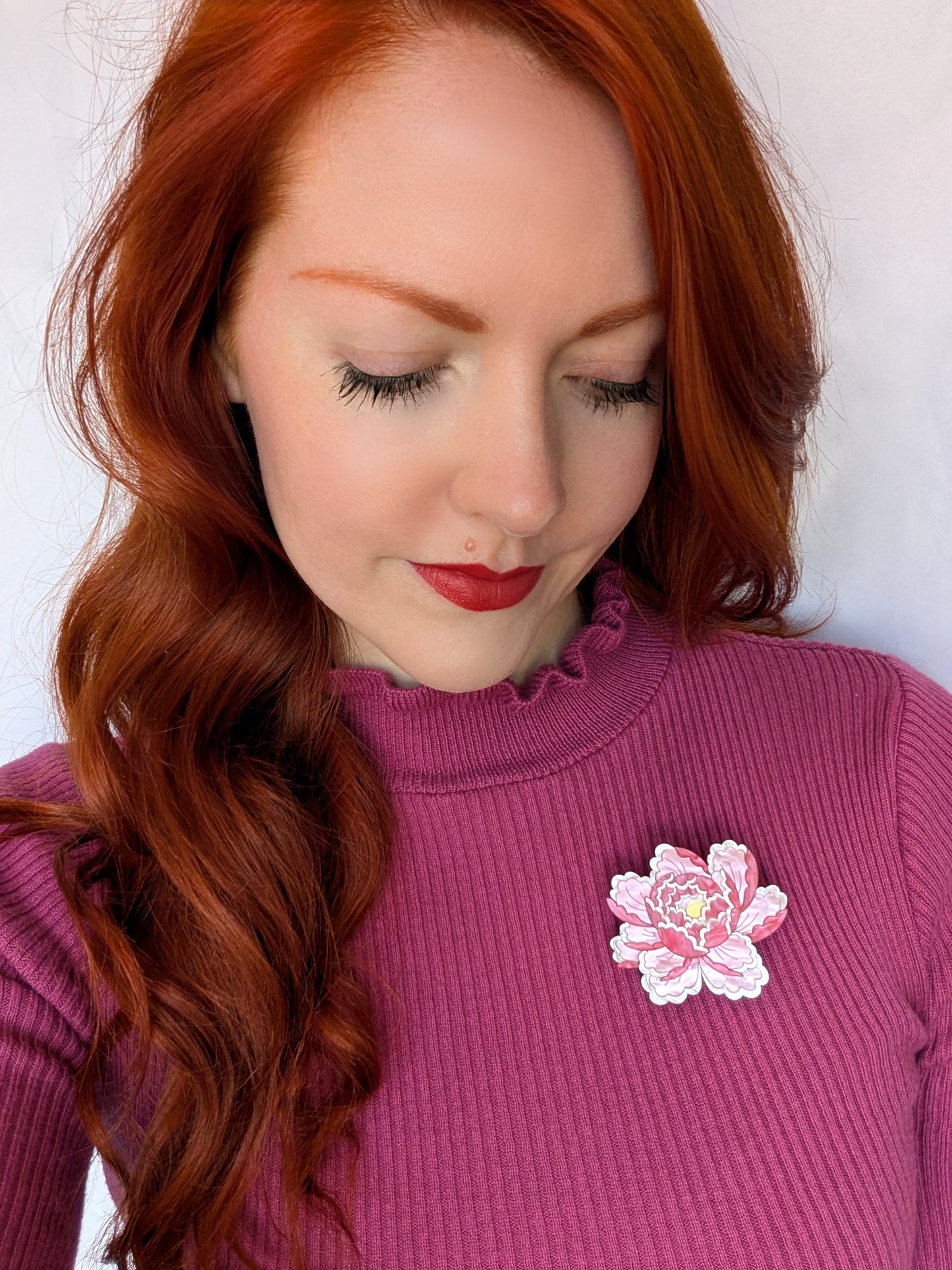 PRE ORDER Peony Inspired Flower Brooch or Pendant PALE PINK