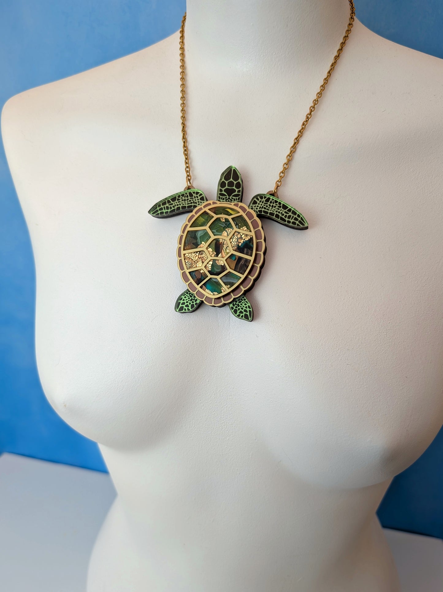 PRE ORDER Turtle Necklace (featuring in house recycled acrylic)