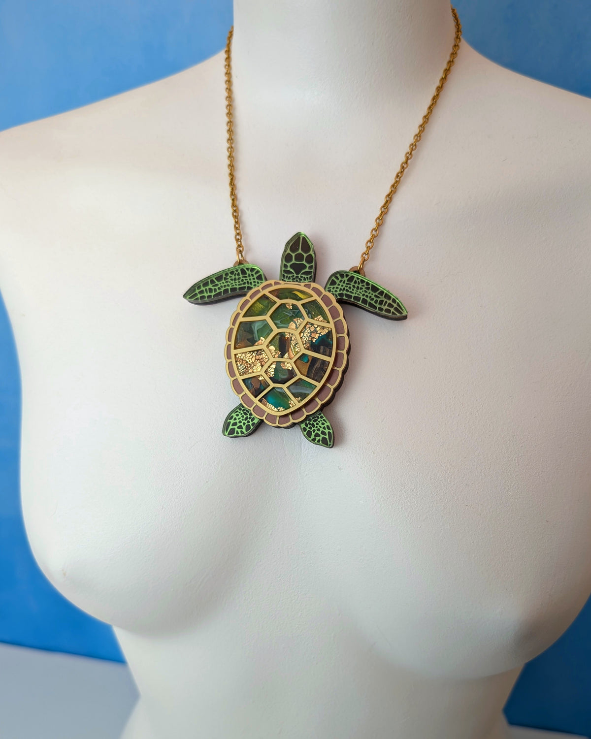 PRE ORDER Turtle Necklace (featuring in house recycled acrylic)